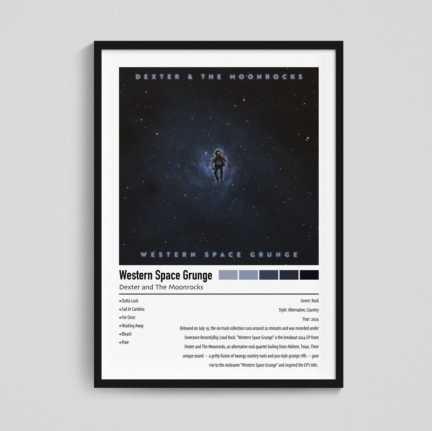 Dexter and The Moonrocks | Western Space Grunge | Custom Album Cover Poster Print