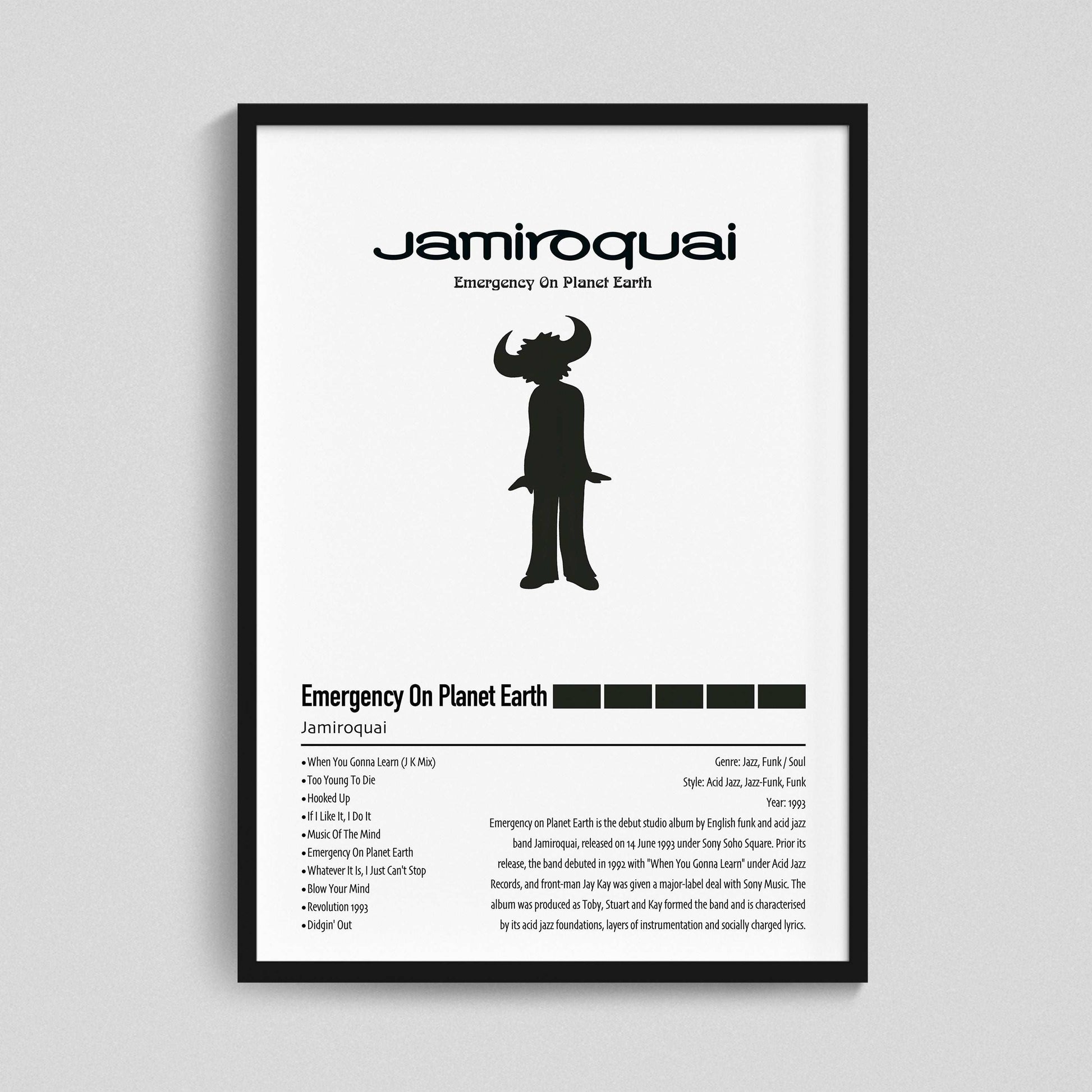 Jamiroquai | Emergency On Planet Earth | Custom Album Cover Poster Print