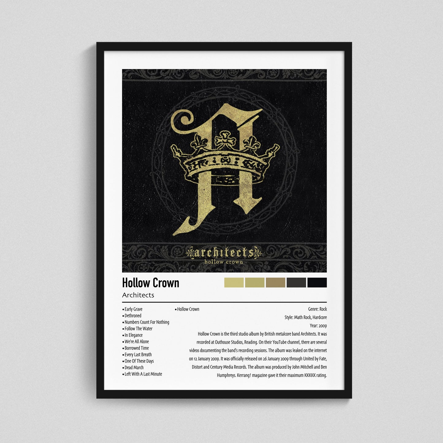 Architects | Hollow Crown | Custom Album Cover Poster Print