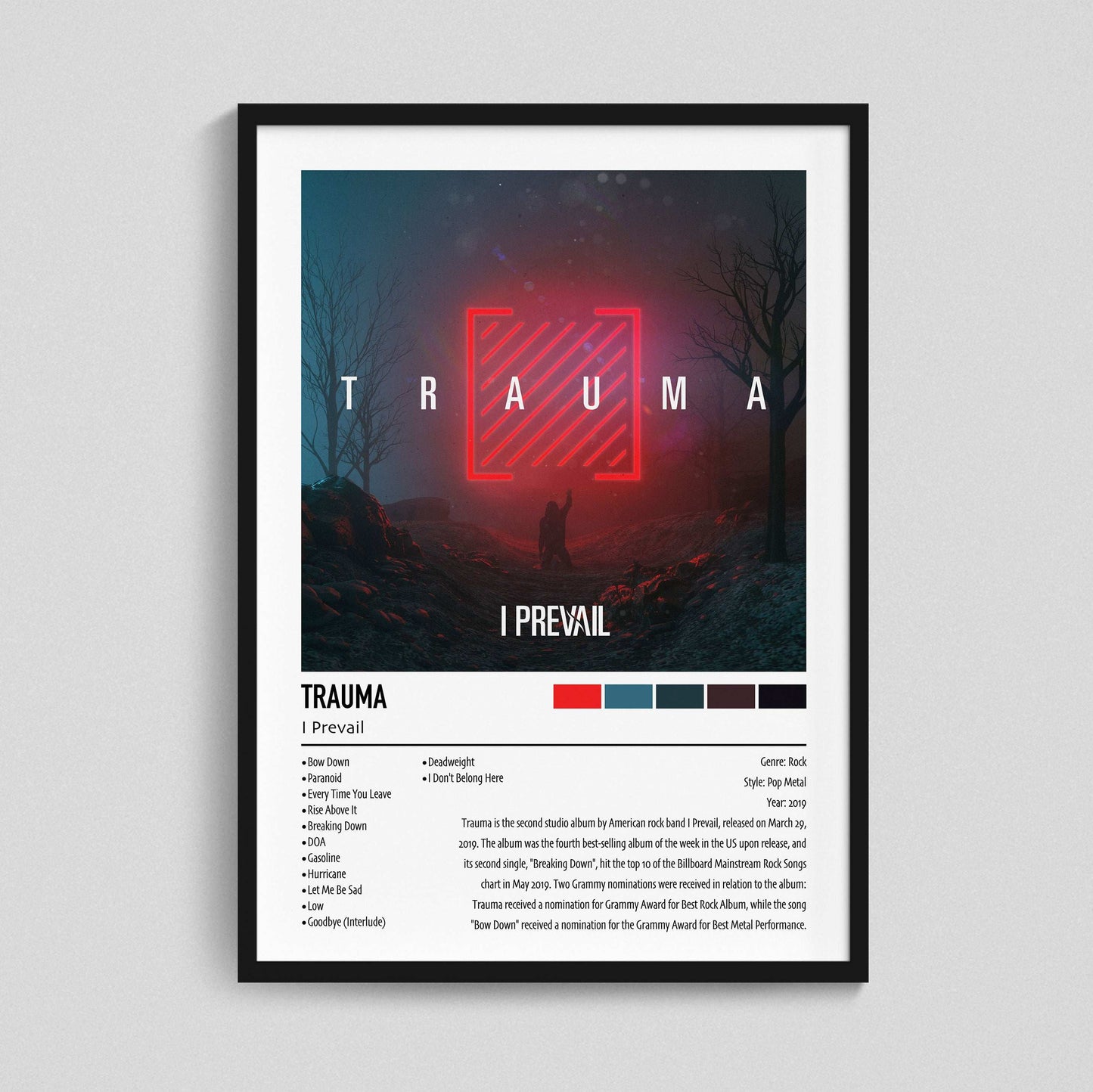 I Prevail | TRAUMA | Custom Album Cover Poster Print