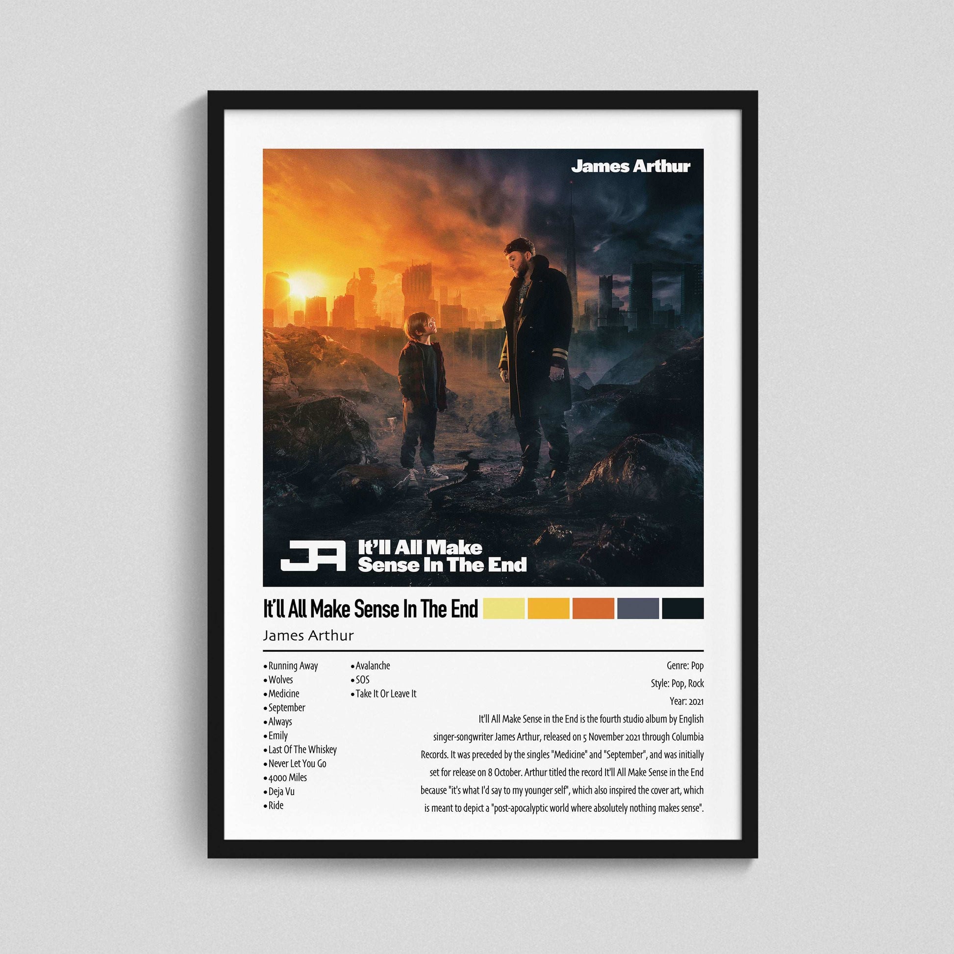 James Arthur | It'll All Make Sense In The End | Custom Album Cover Poster Print
