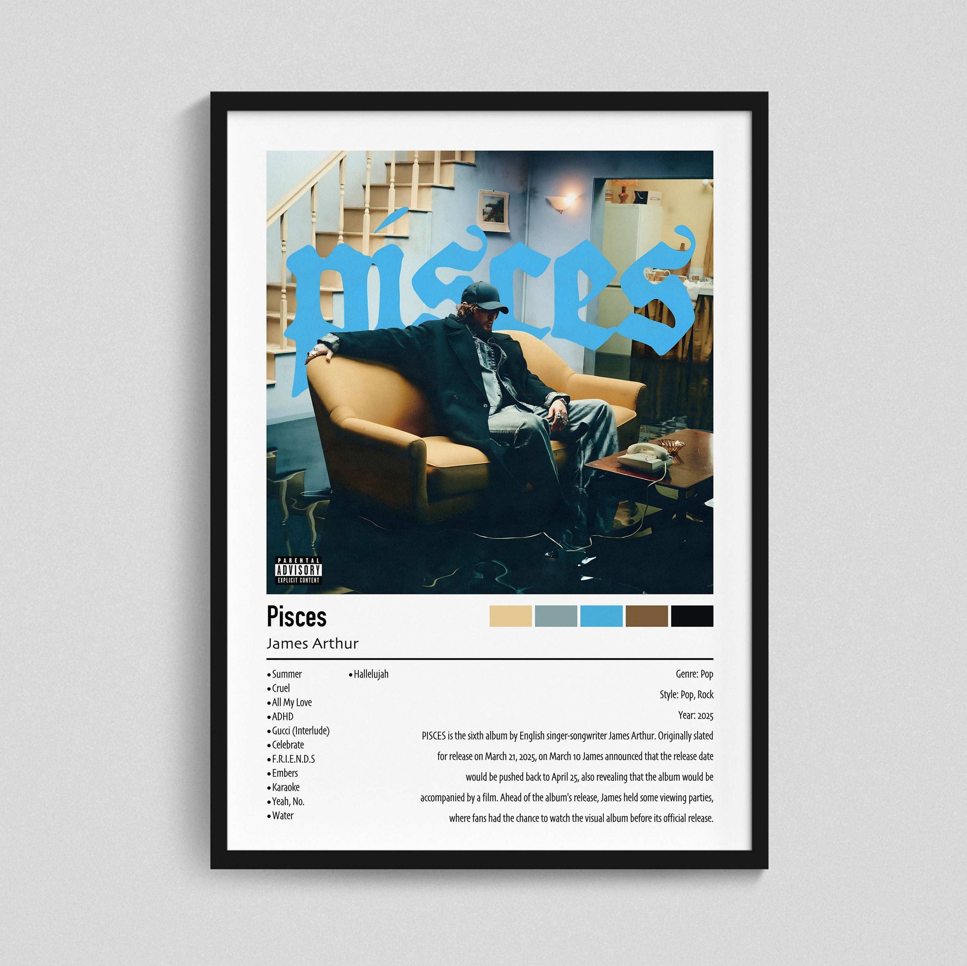 James Arthur | Pisces | Custom Album Cover Poster Print
