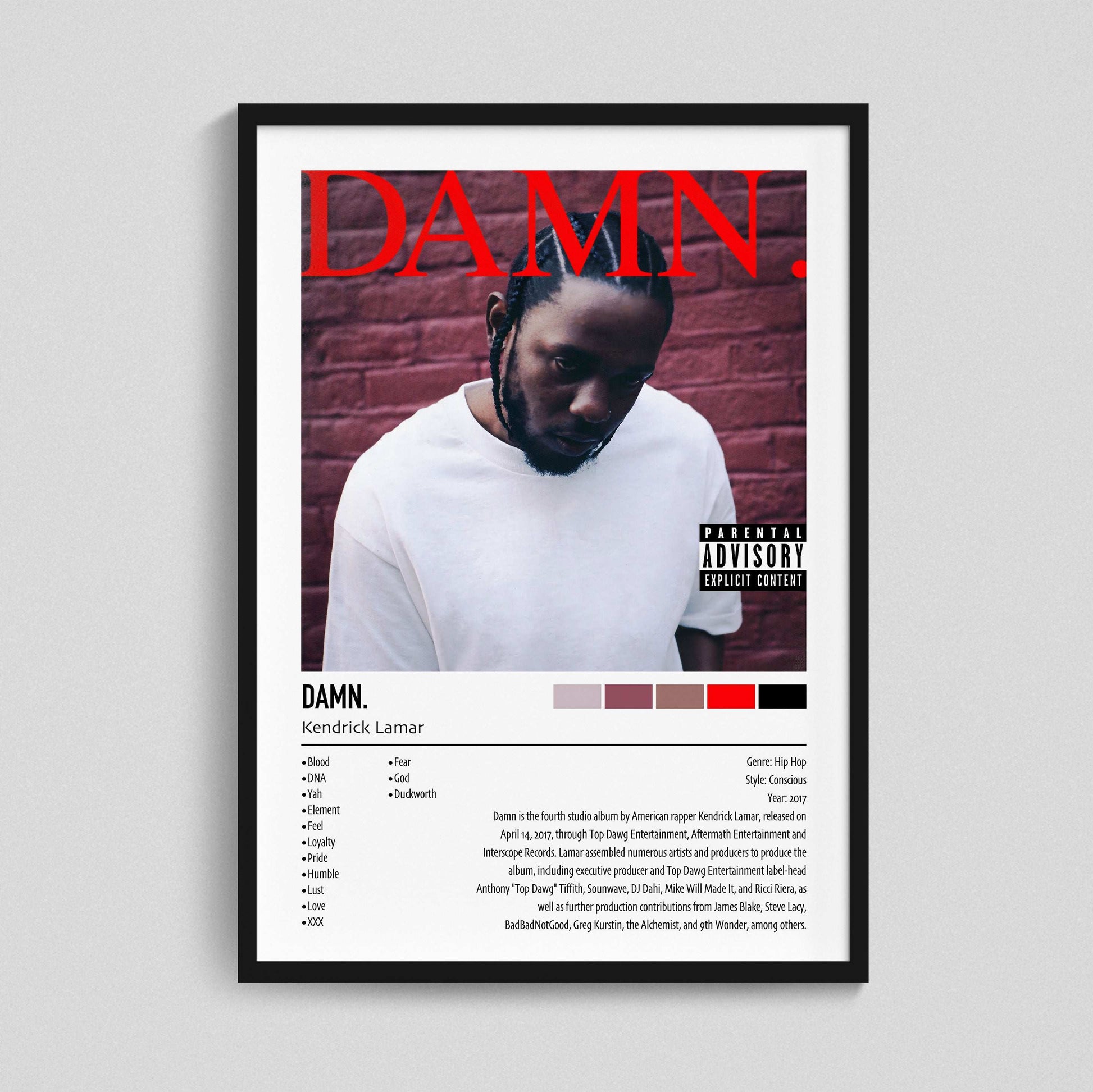 Kendrick Lamar | Damn. | Custom Album Cover Poster Print