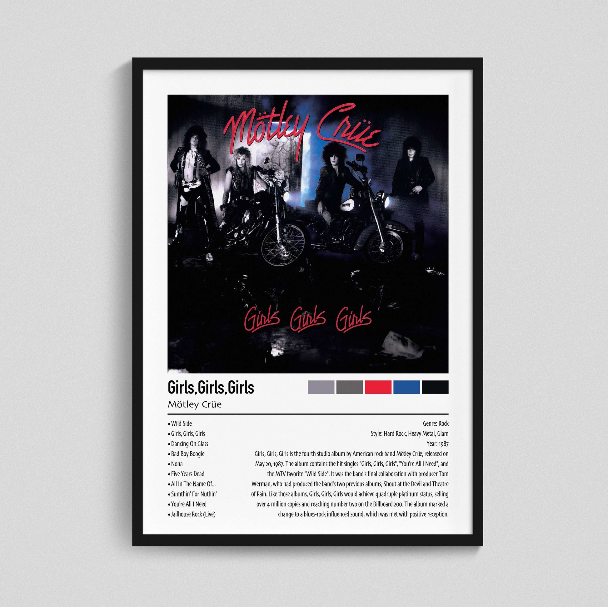 Mötley Crüe | Girls Girls, Girls | Custom Album Cover Poster Print