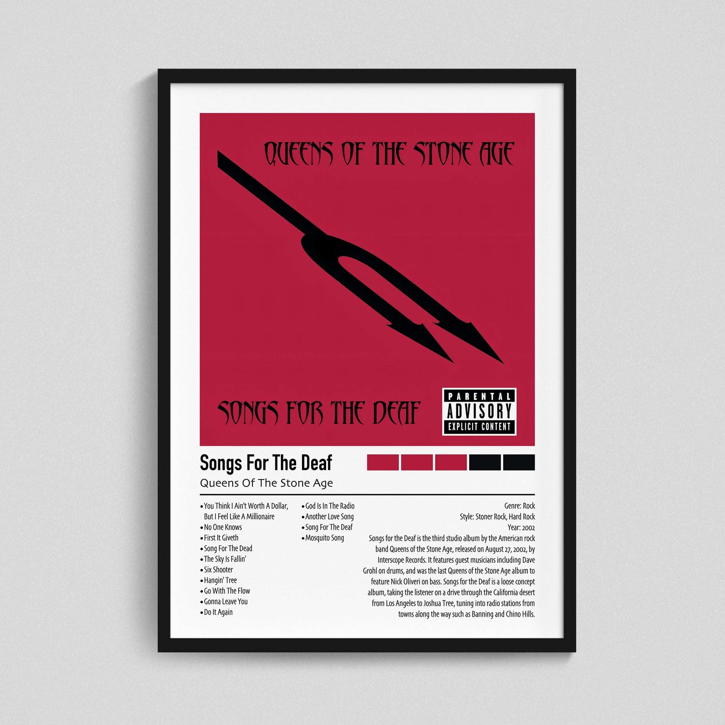 Queens Of The Stone Age | Songs For The Deaf | Custom Album Cover Poster Print