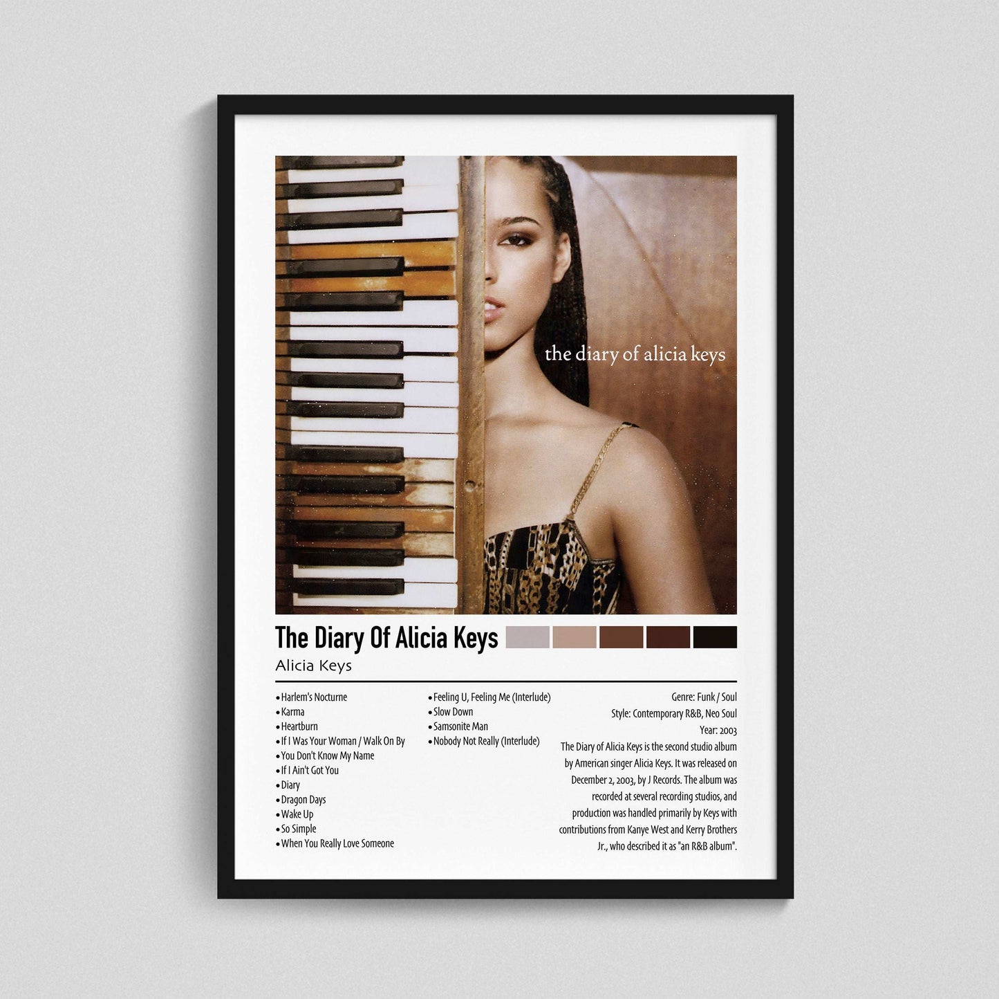 Alicia Keys | The Diary Of Alicia Keys | Custom Album Cover Poster Print