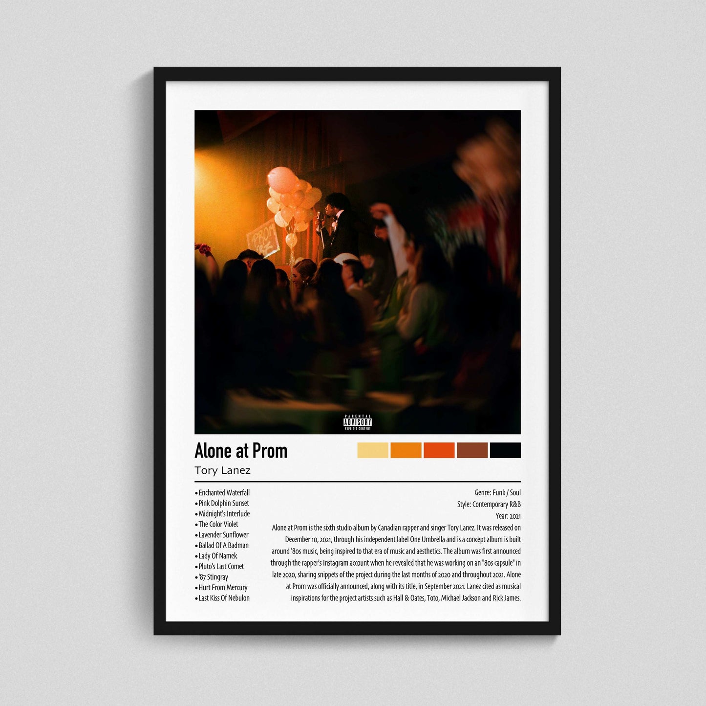 Tory Lanez | Alone At Prom | Custom Album Cover Poster Print