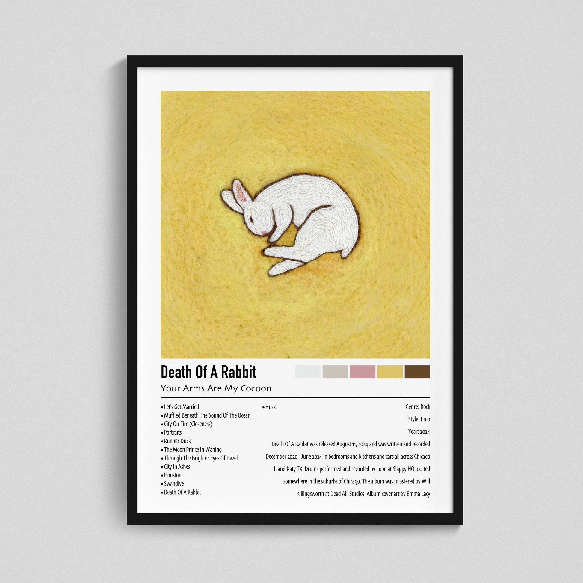 Your Arms Are My Cocoon | Death of a Rabbit | Custom Album Cover Poster Print