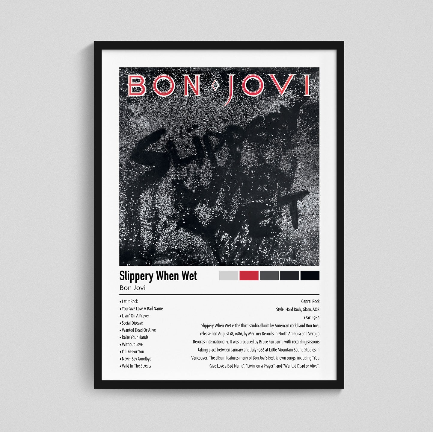 Bon Jovi | Slippery When Wet | Custom Album Cover Poster Print