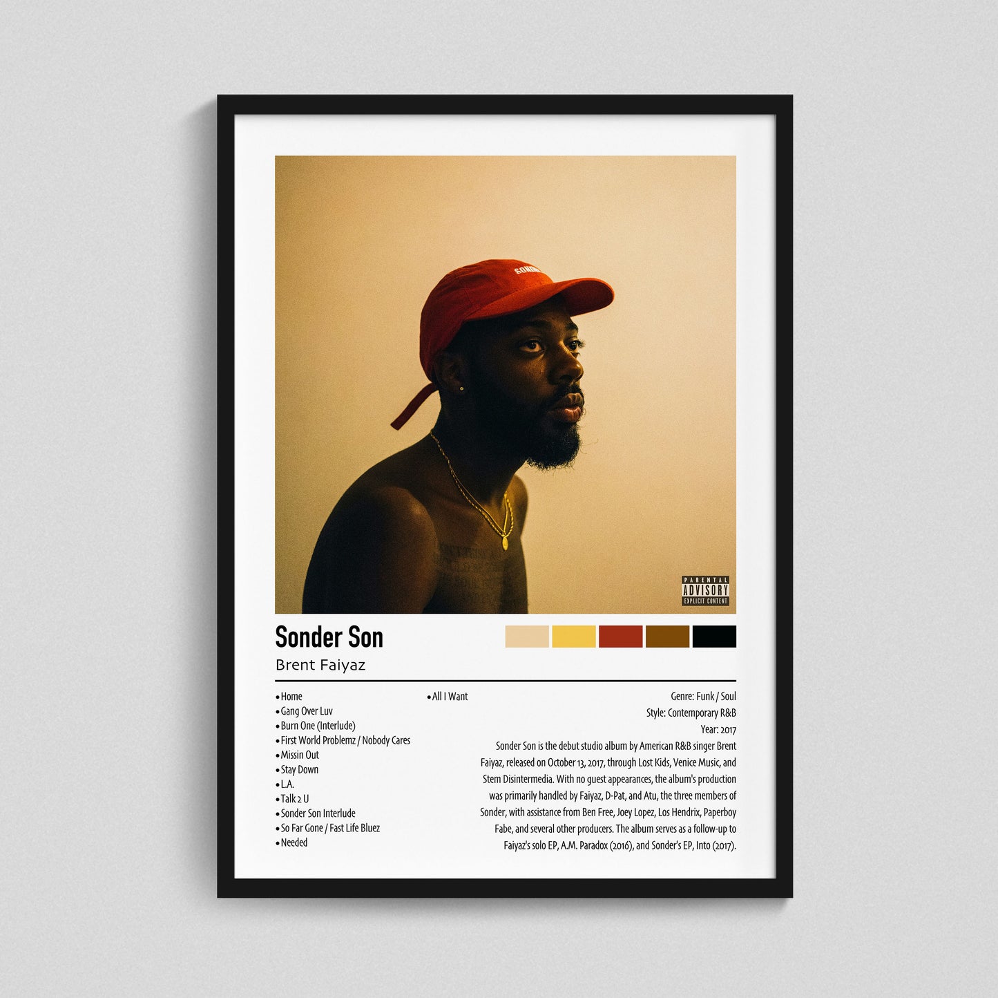Brent Faiyaz | Sonder Son | Custom Album Cover Poster Print