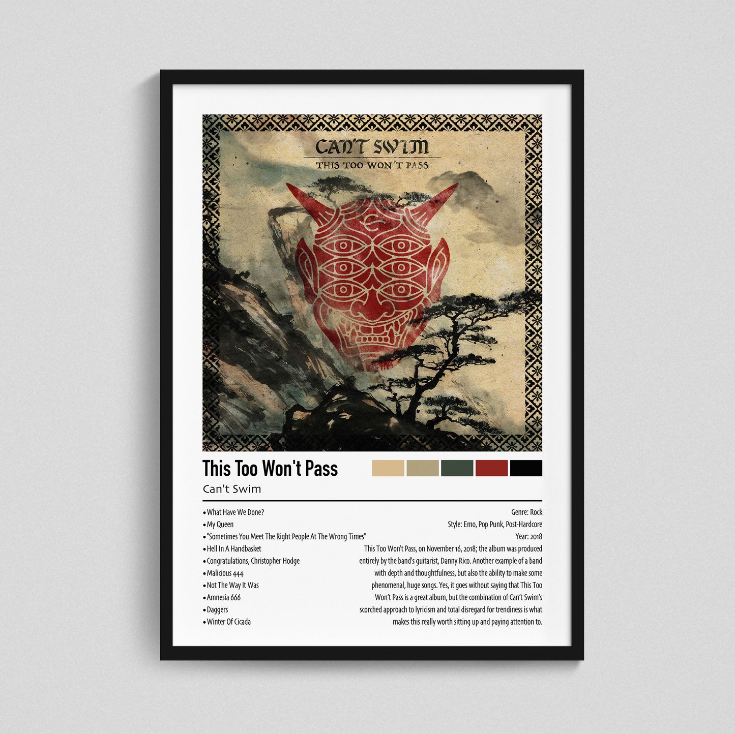 Can't Swim | This Too Won't Pass | Custom Album Cover Poster Print