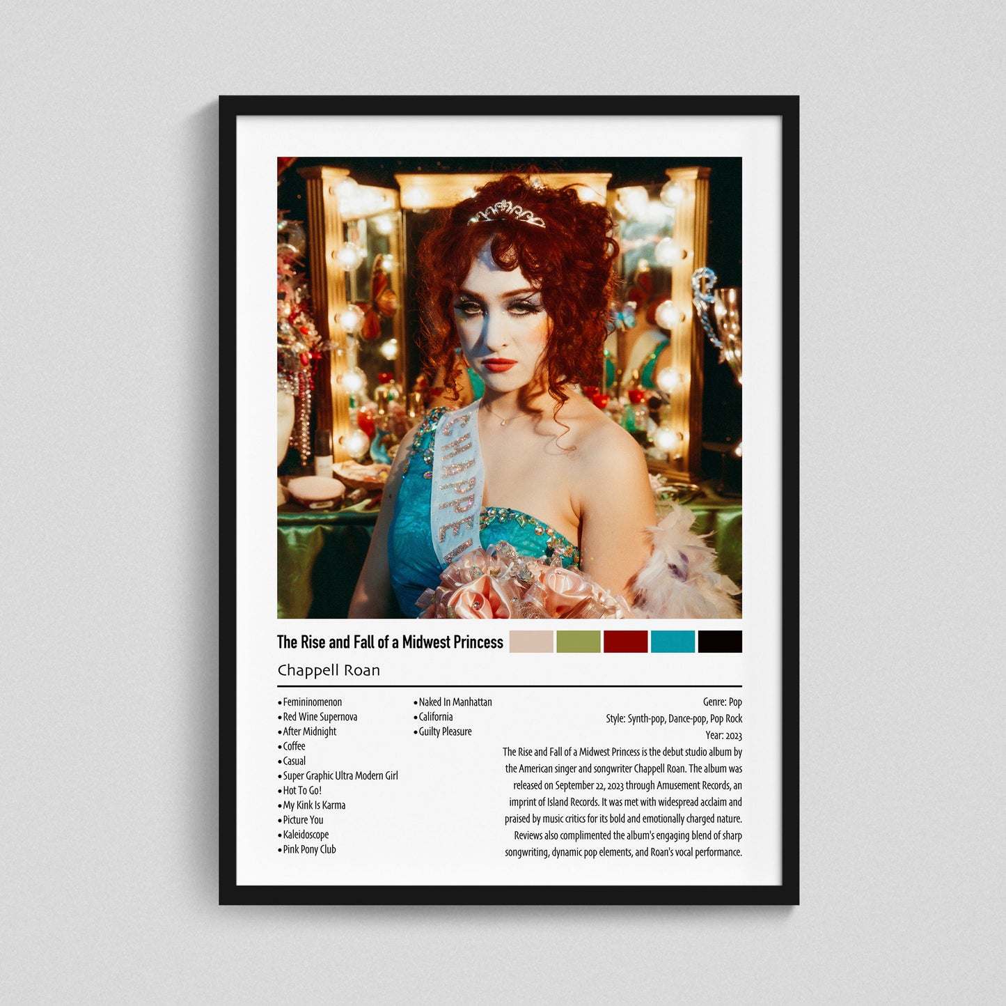 Chappell Roan | The Rise and Fall of a Midwest Princess | Custom Album Cover Poster Print