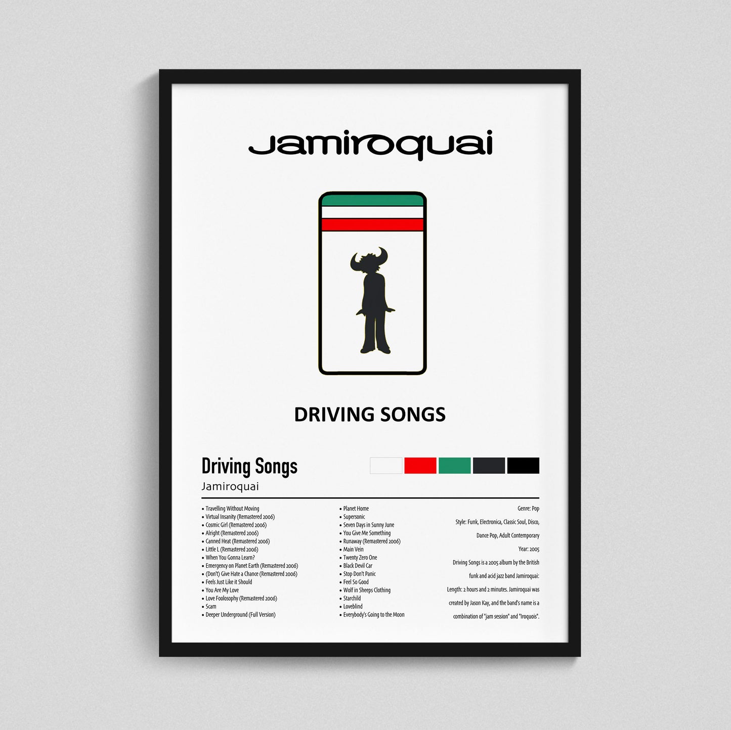 Jamiroquai | Driving Songs | Custom Album Cover Poster Print