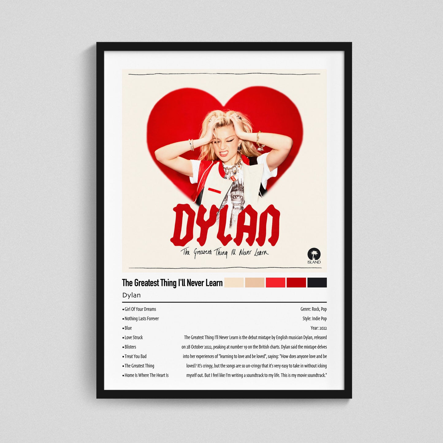 Dylan | The Greatest Thing I'll Never Learn | Custom Album Cover Poster Print