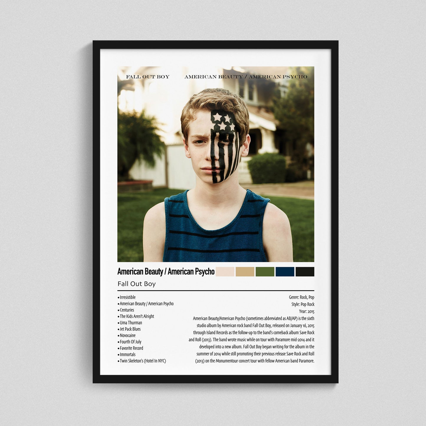 Fall Out Boy | American Beauty / American Psycho | Custom Album Cover Poster Print