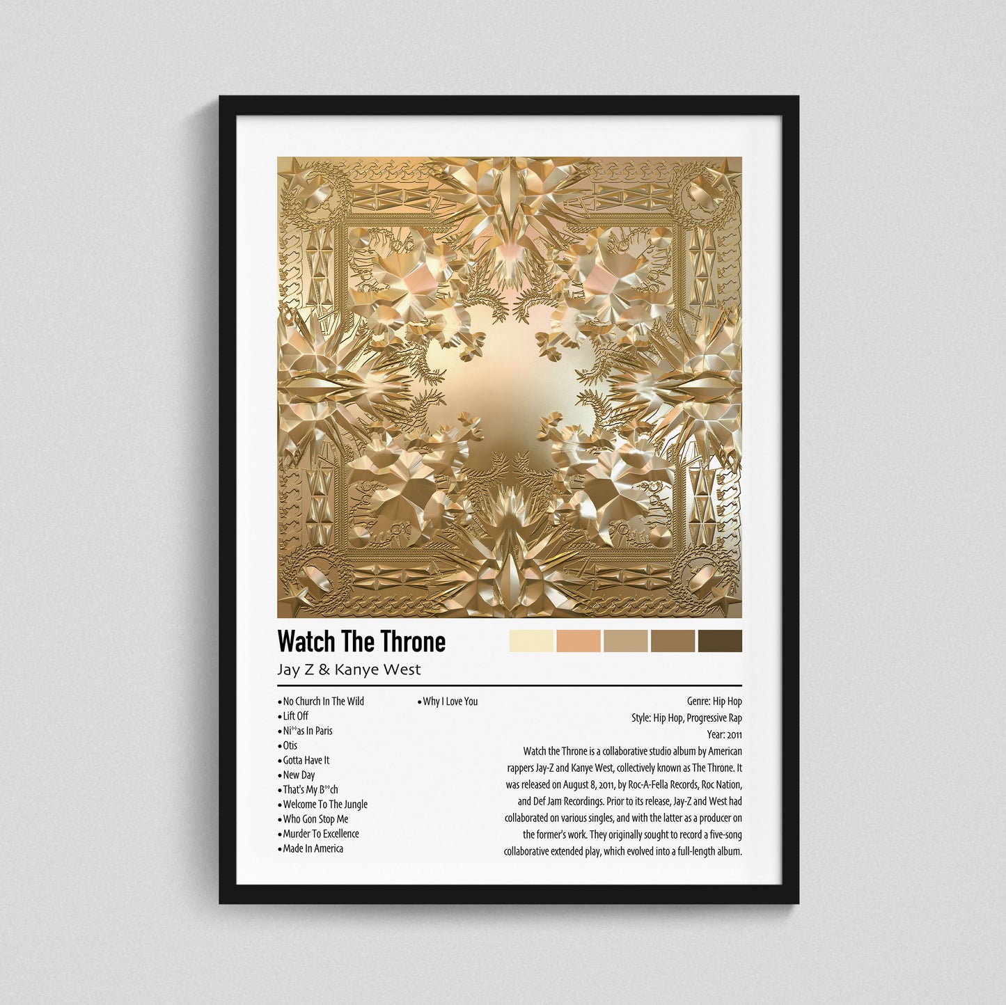 Jay Z & Kanye West | Watch The Throne | Custom Album Cover Poster Print