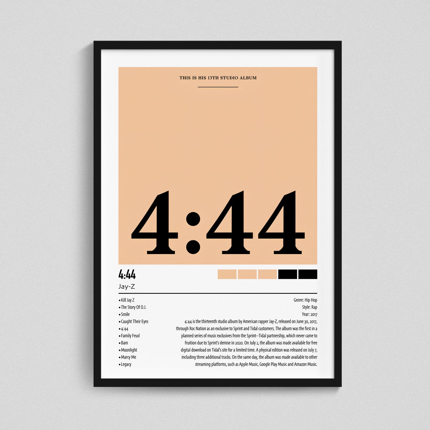 Jay-Z | 4:44 | Custom Album Cover Poster Print