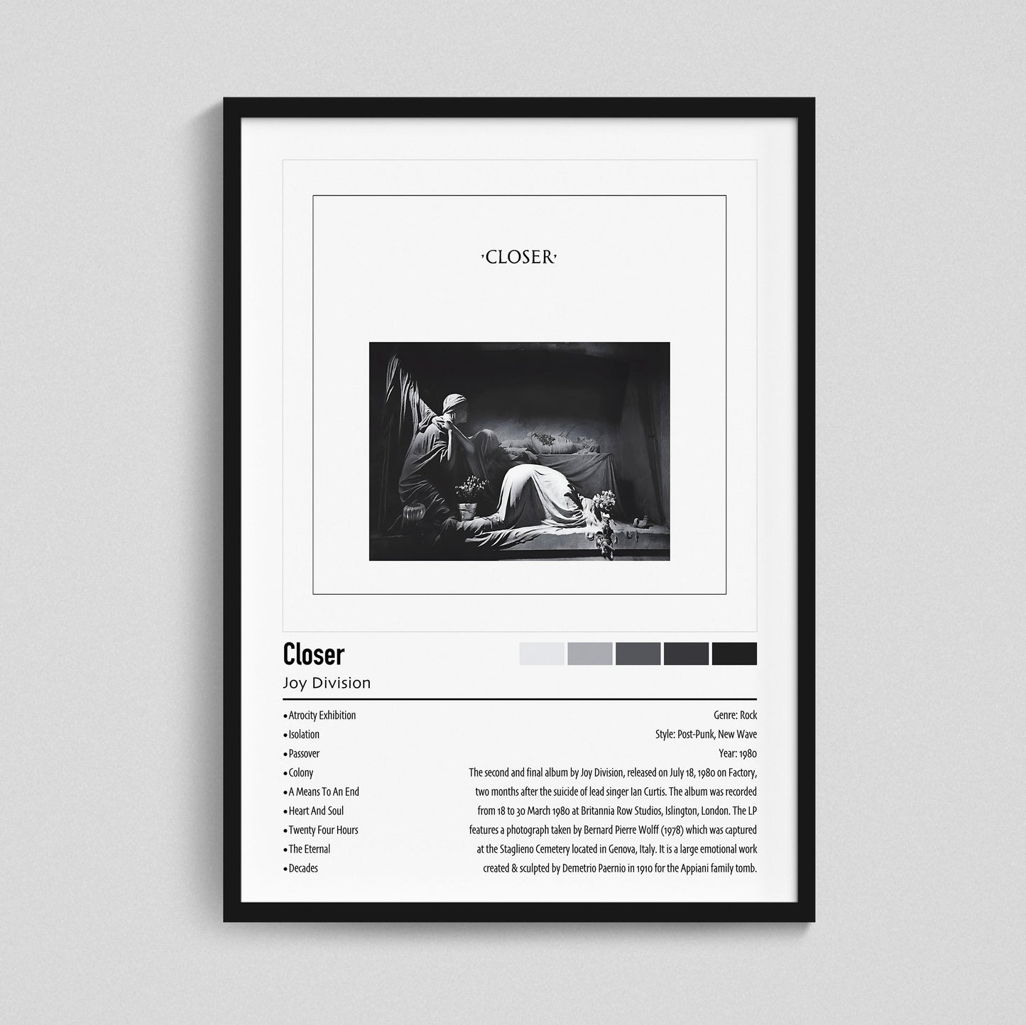 Joy Division | Closer | Custom Album Cover Poster Print