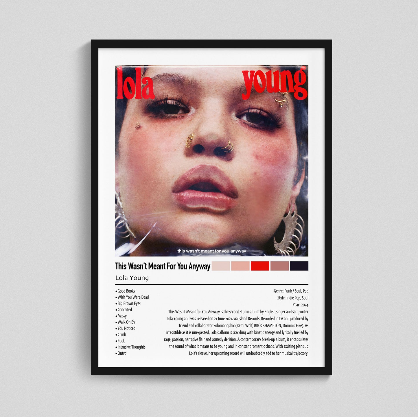 Lola Young | This Wasn't Meant For You Anyway | Custom Album Cover Poster Print