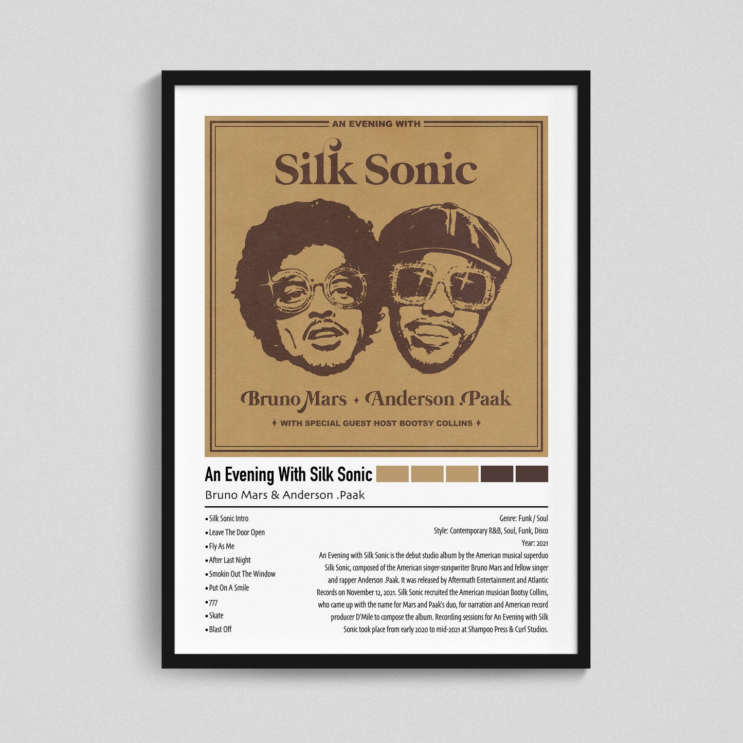 Bruno Mars & Anderson .Paak | An Evening With Silk Sonic | Custom Album Cover Poster Print