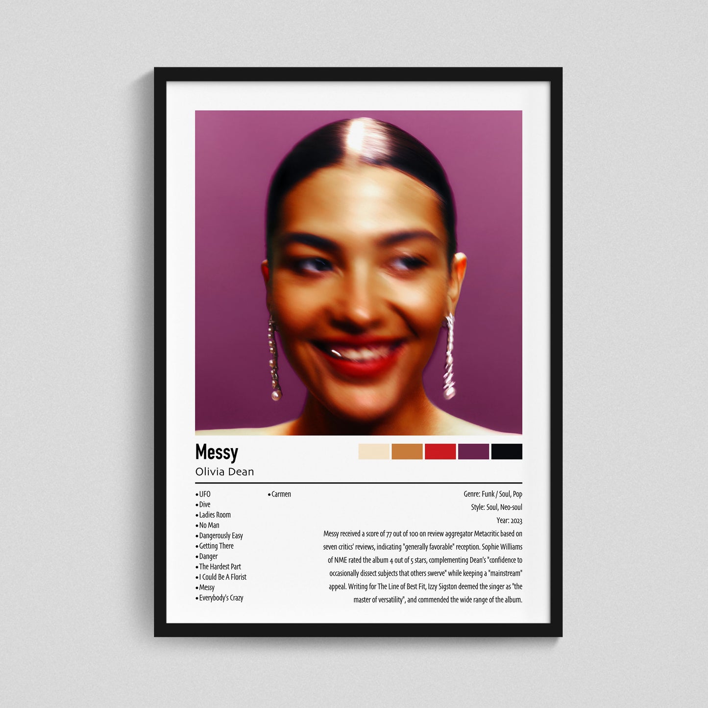 Olivia Dean | Messy | Custom Album Cover Poster Print