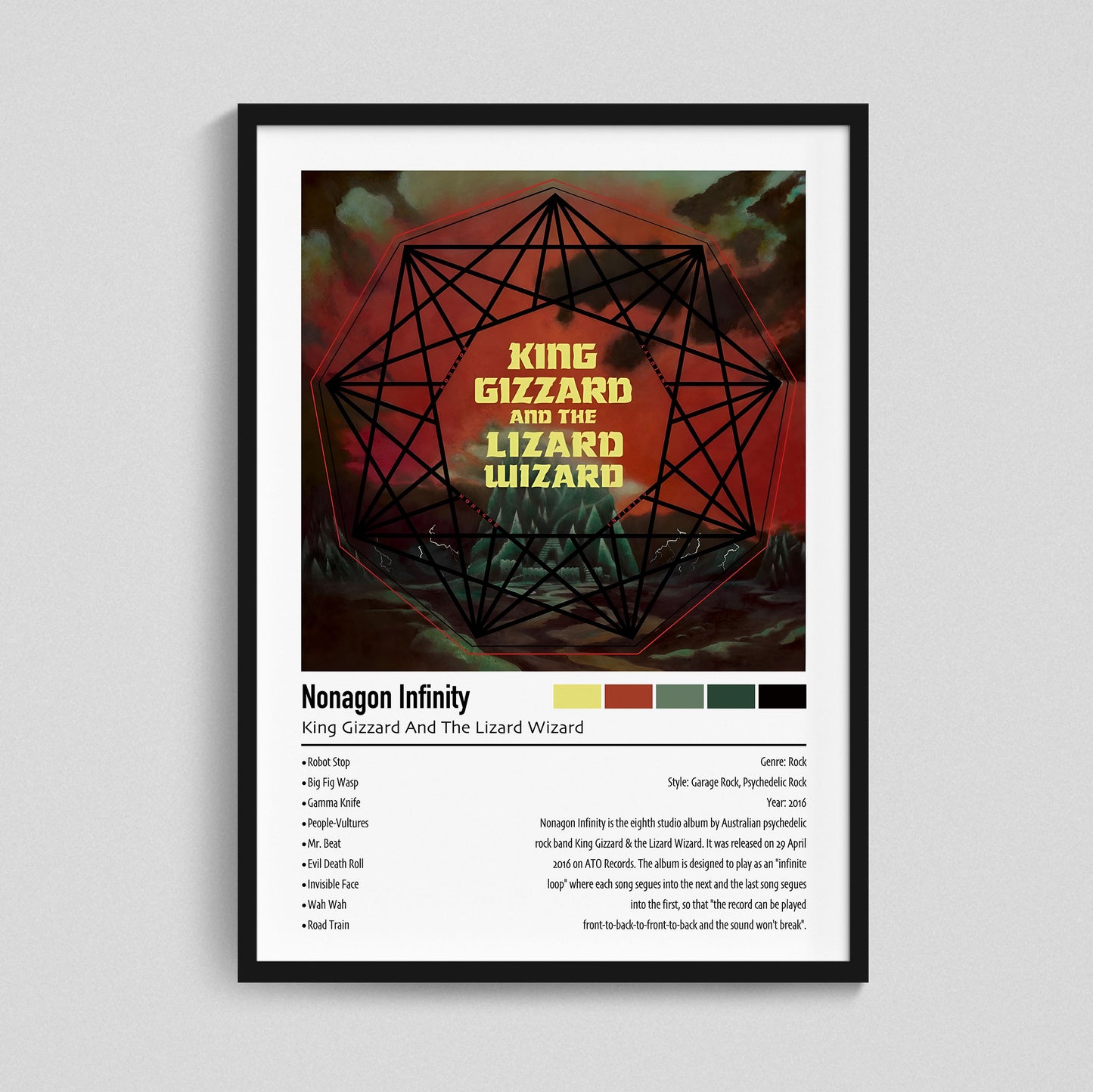 King Gizzard And The Lizard Wizard | Nonagon Infinity | Custom Album Cover Poster Print