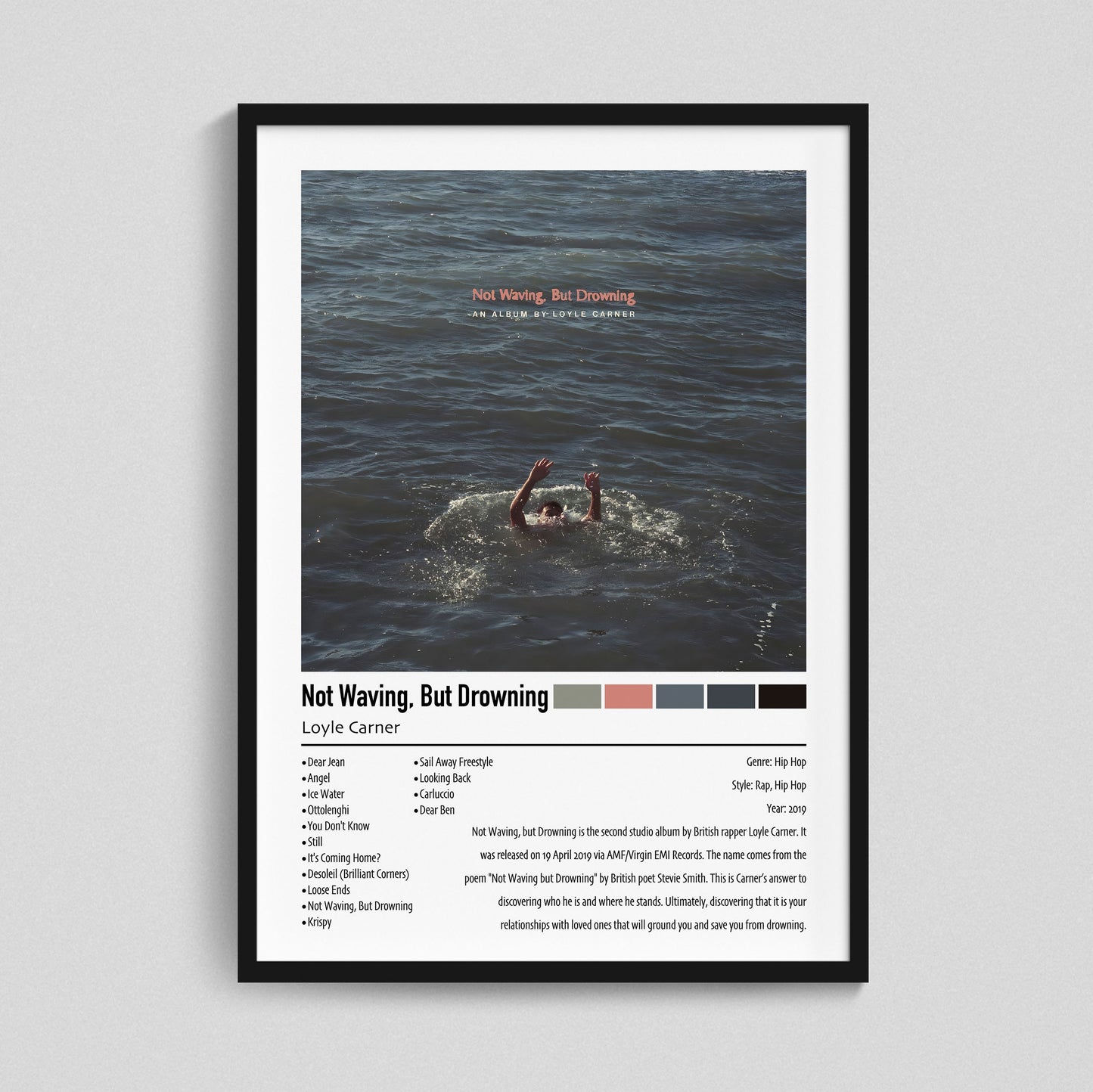Loyle Carner | Not Waving, But Drowning | Custom Album Cover Poster Print