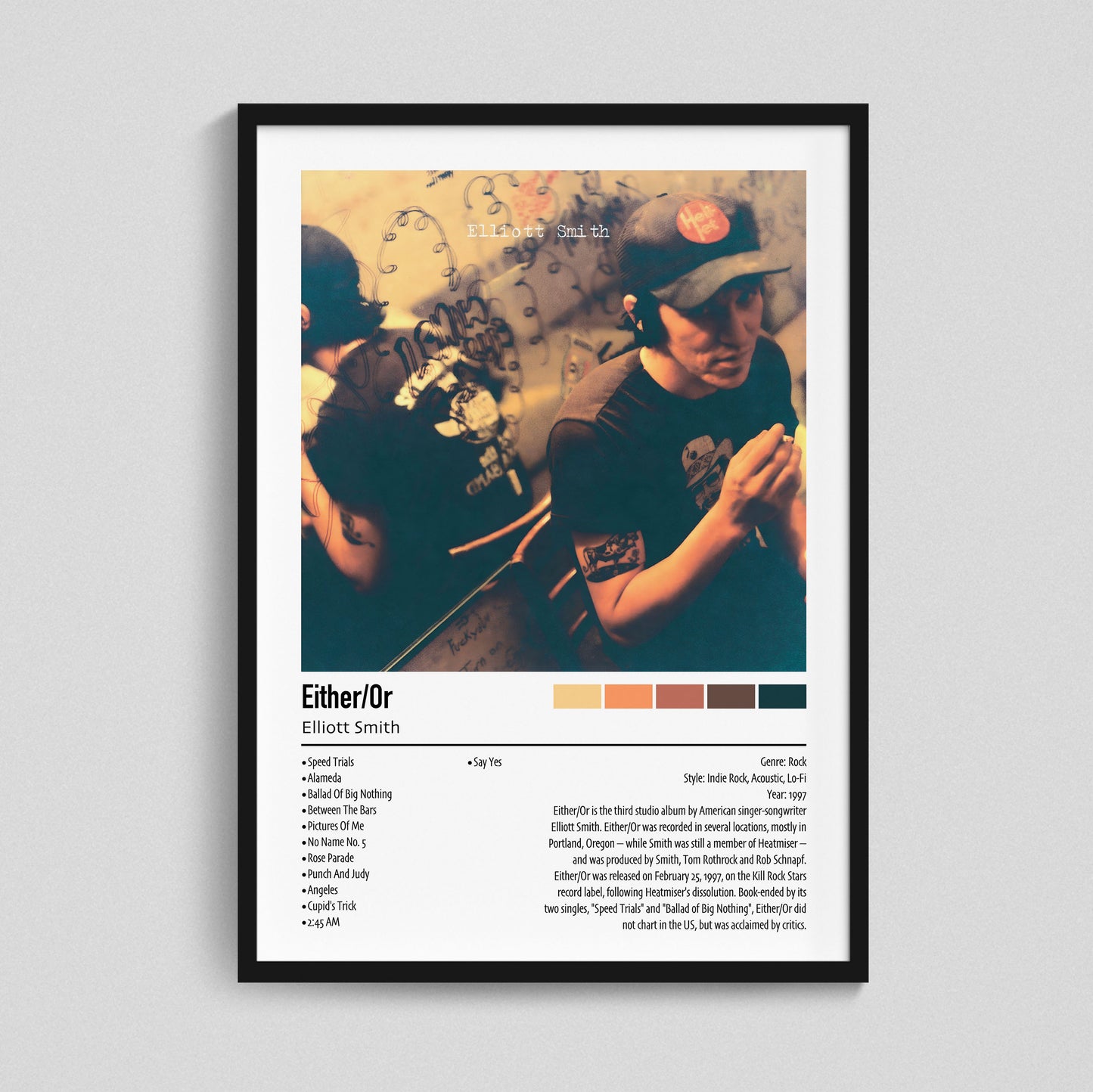 Elliott Smith | Either/Or | Custom Album Cover Poster Print