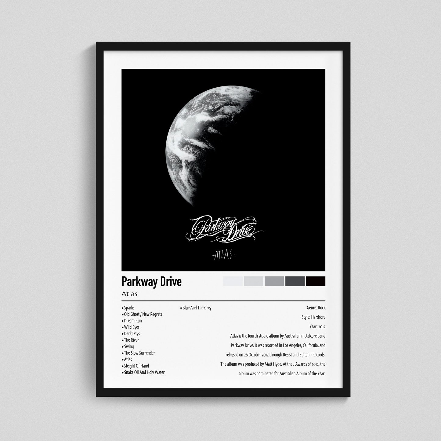 Atlas | Parkway Drive | Custom Album Cover Poster Print