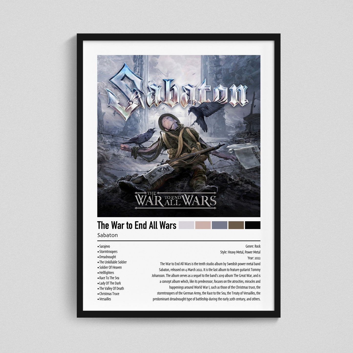 Sabaton | The War to End All Wars | Custom Album Cover Poster Print