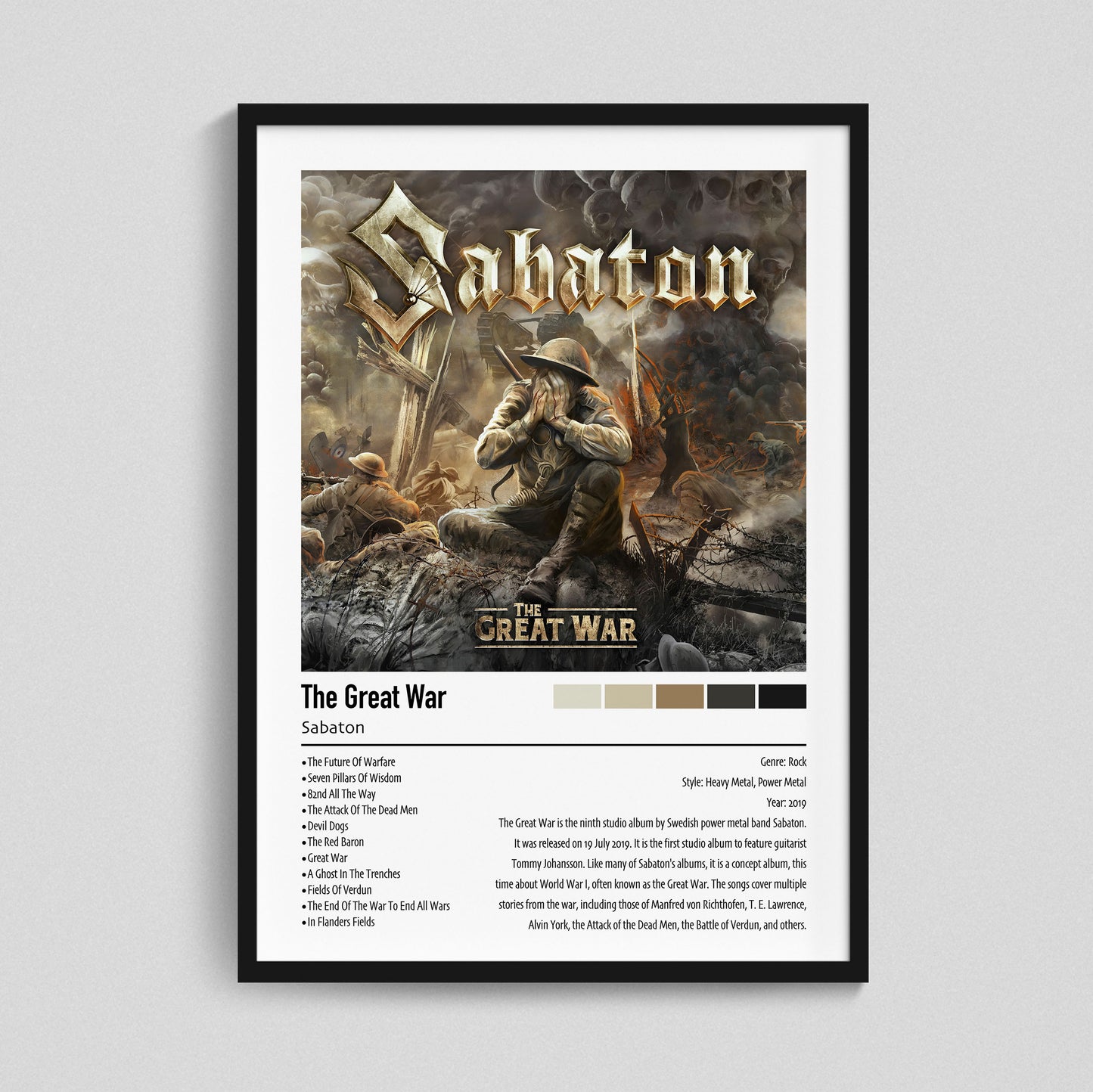 Sabaton | The Great War | Custom Album Cover Poster Print
