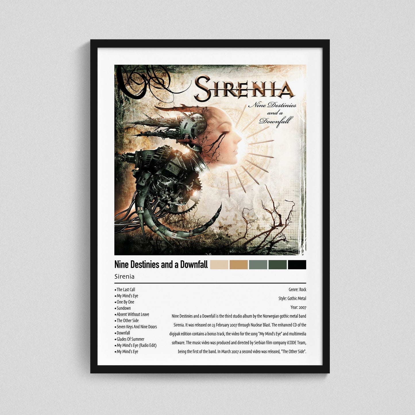 Sirenia | Nine Destinies and a Downfall | Custom Album Cover Poster Print