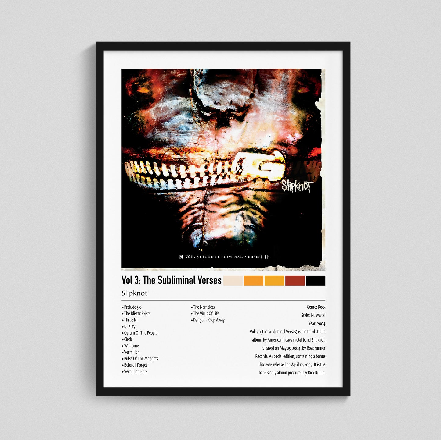 Slipknot | Vol 3: The Subliminal Verses | Custom Album Cover Poster Print