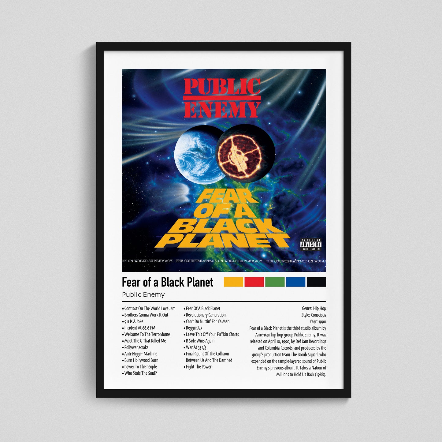 Public Enemy - Fear of a Black Planet | Custom Album Cover Poster Print