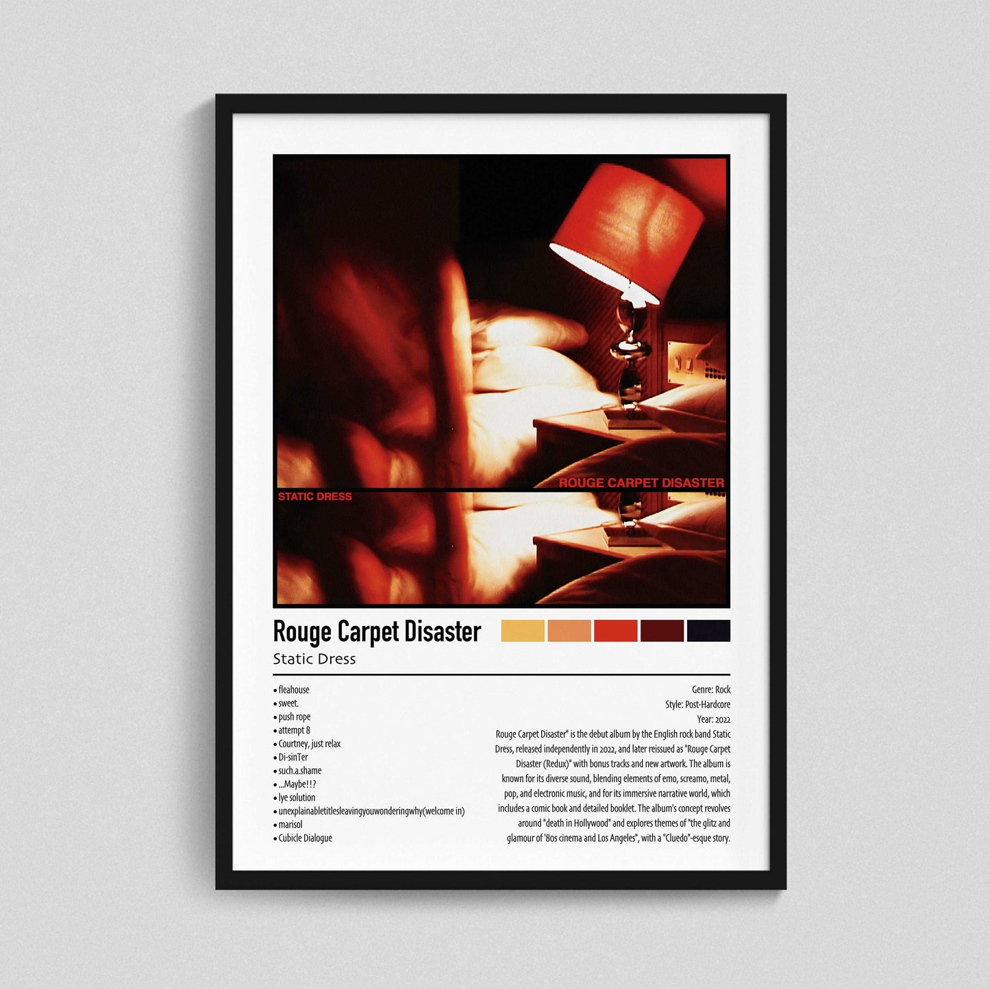 Static Dress | Rouge Carpet Disaster | Custom Album Cover Poster Print