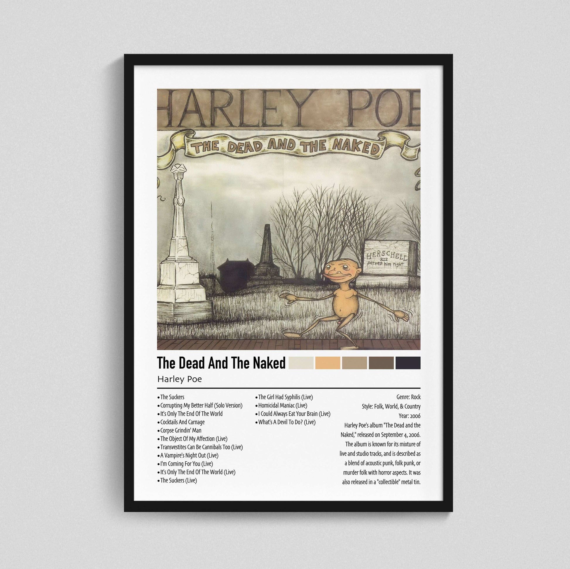 Harley Poe | The Dead and the Naked | Custom Album Cover Poster Print