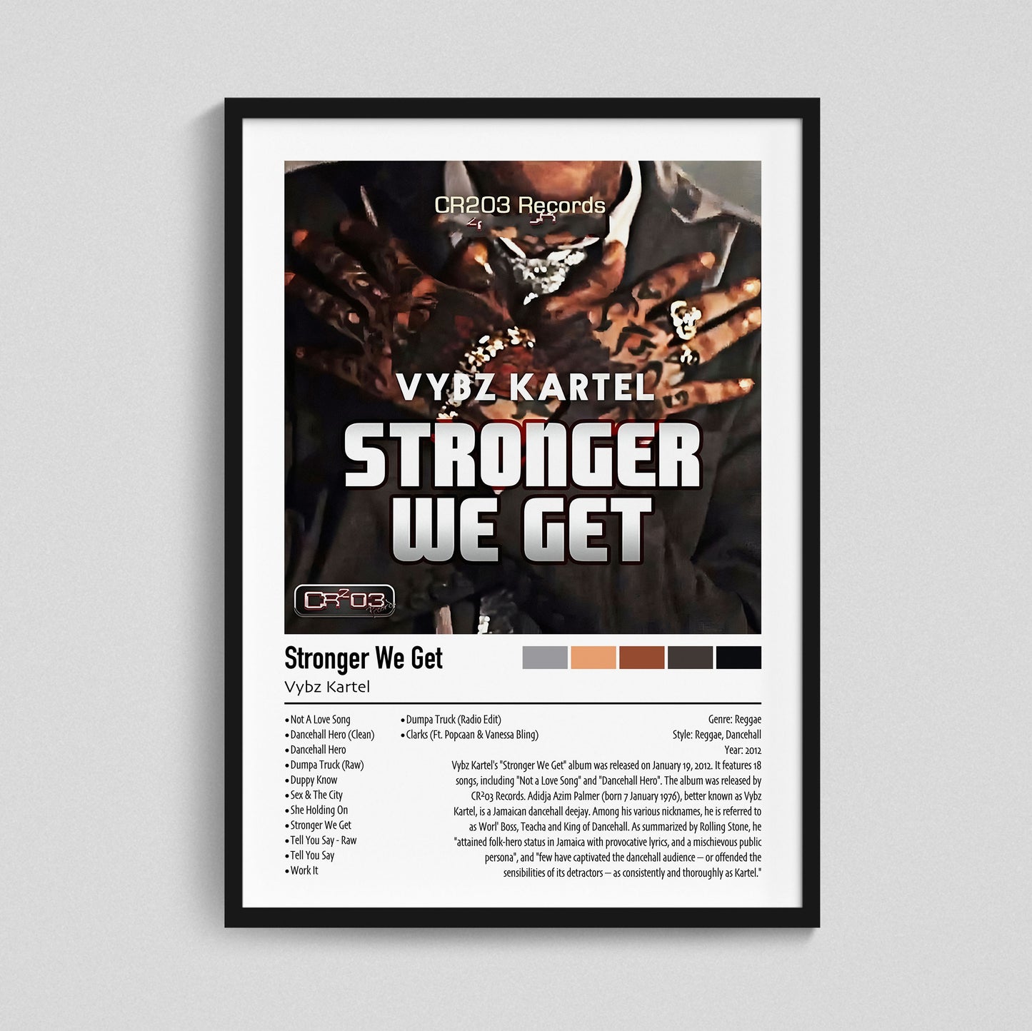 Vybz Kartel | Stronger We Get | Custom Album Cover Poster Print