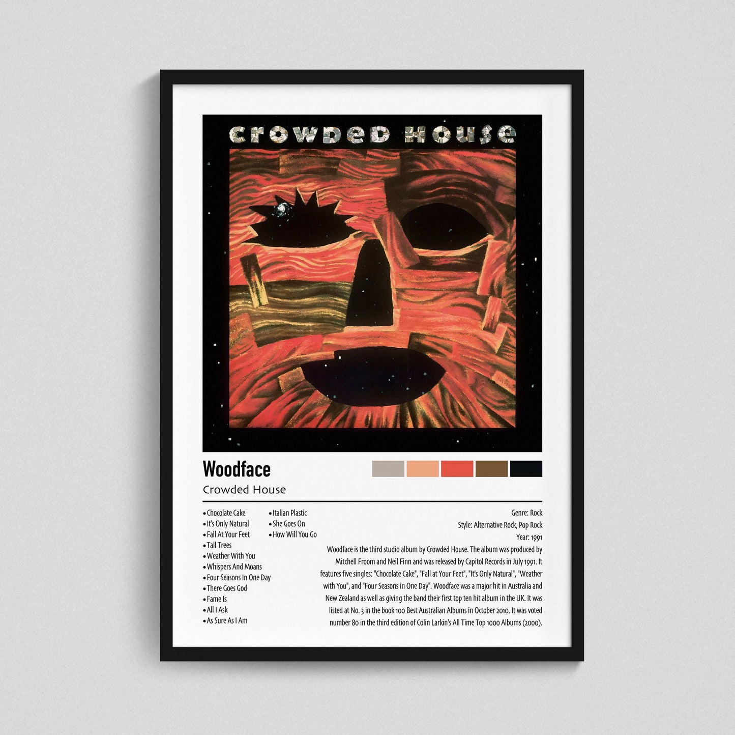 Crowded House | Woodface | Custom Album Cover Poster Print