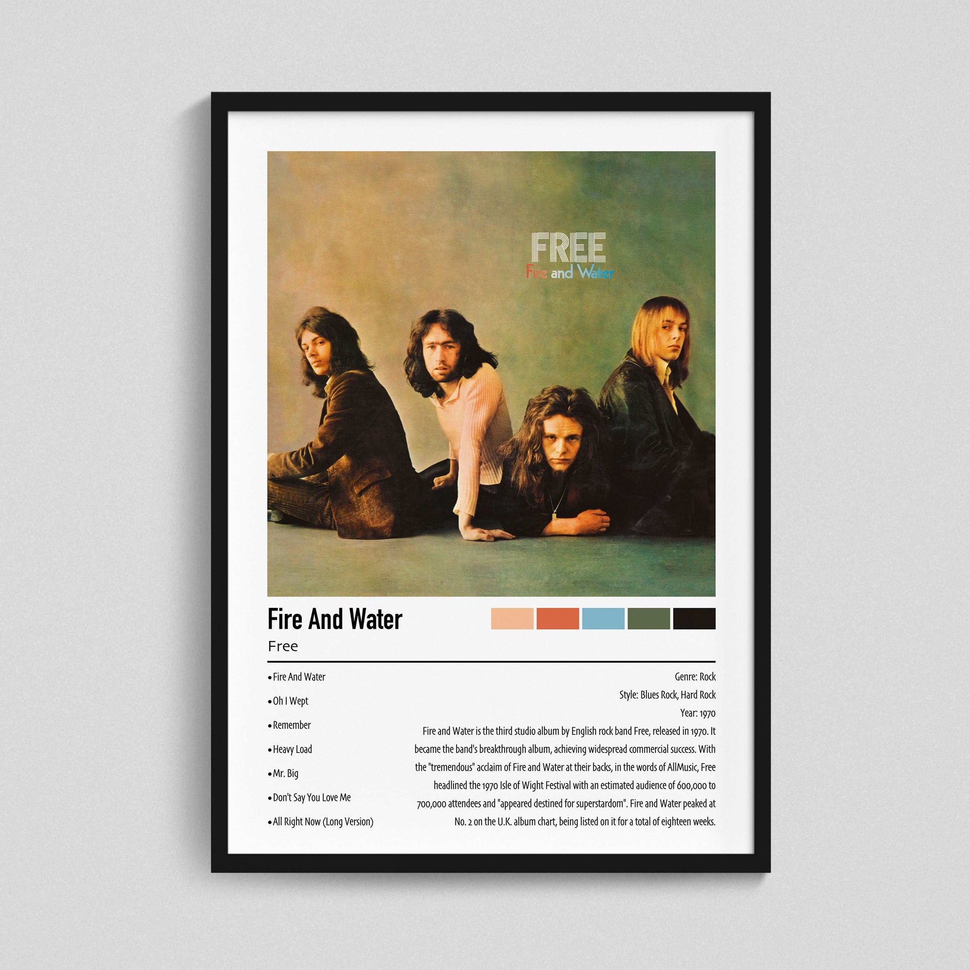 Free | Fire And Water | Custom Album Cover Poster Print