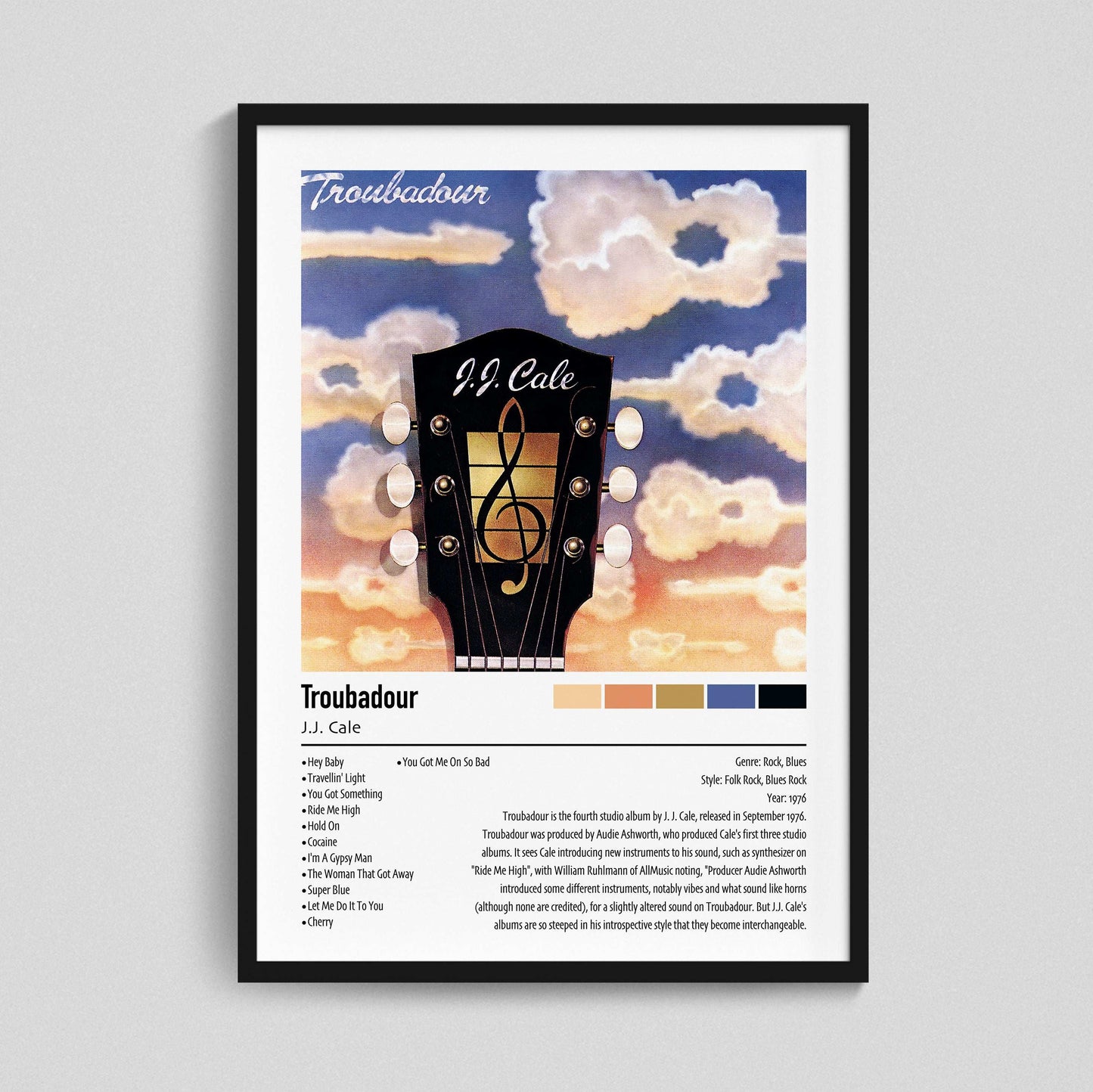 J.J. Cale | Troubadour | Custom Album Cover Poster Print