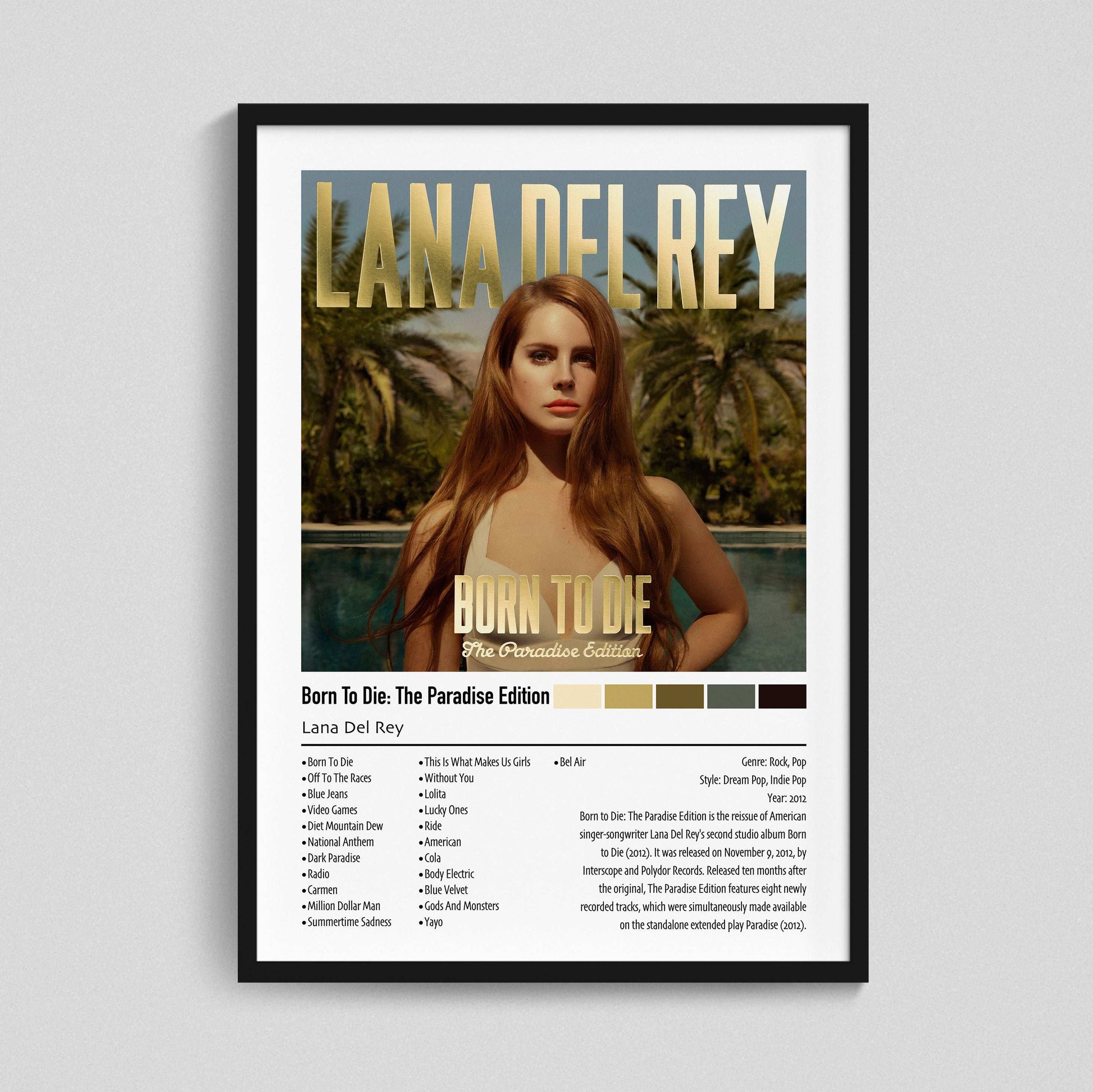 Lana Del Rey | Born To Die: The Paradise Edition | Custom Album Cover Poster Print