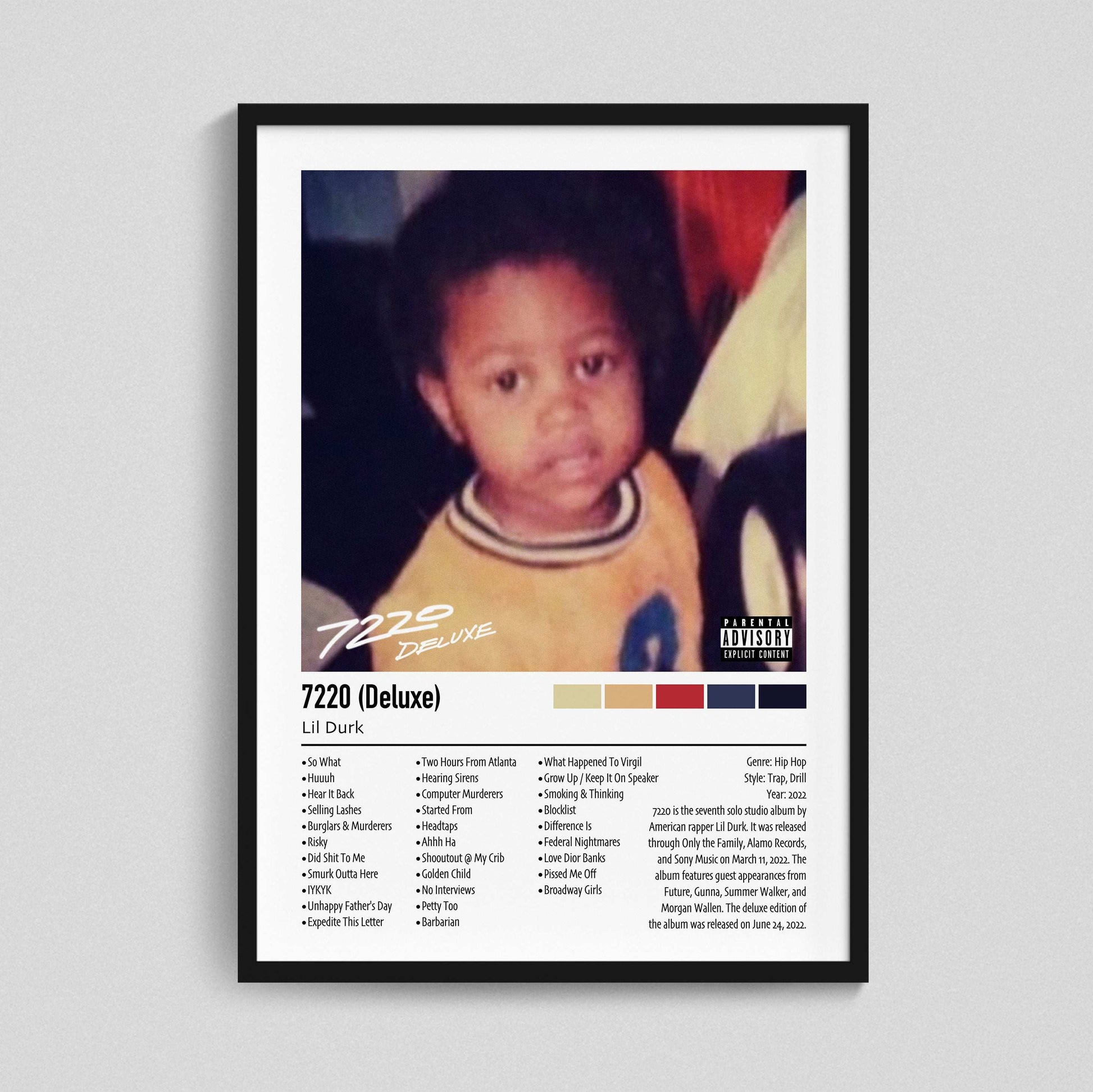 Lil Durk | 7220 (Deluxe) | Custom Album Cover Poster Print