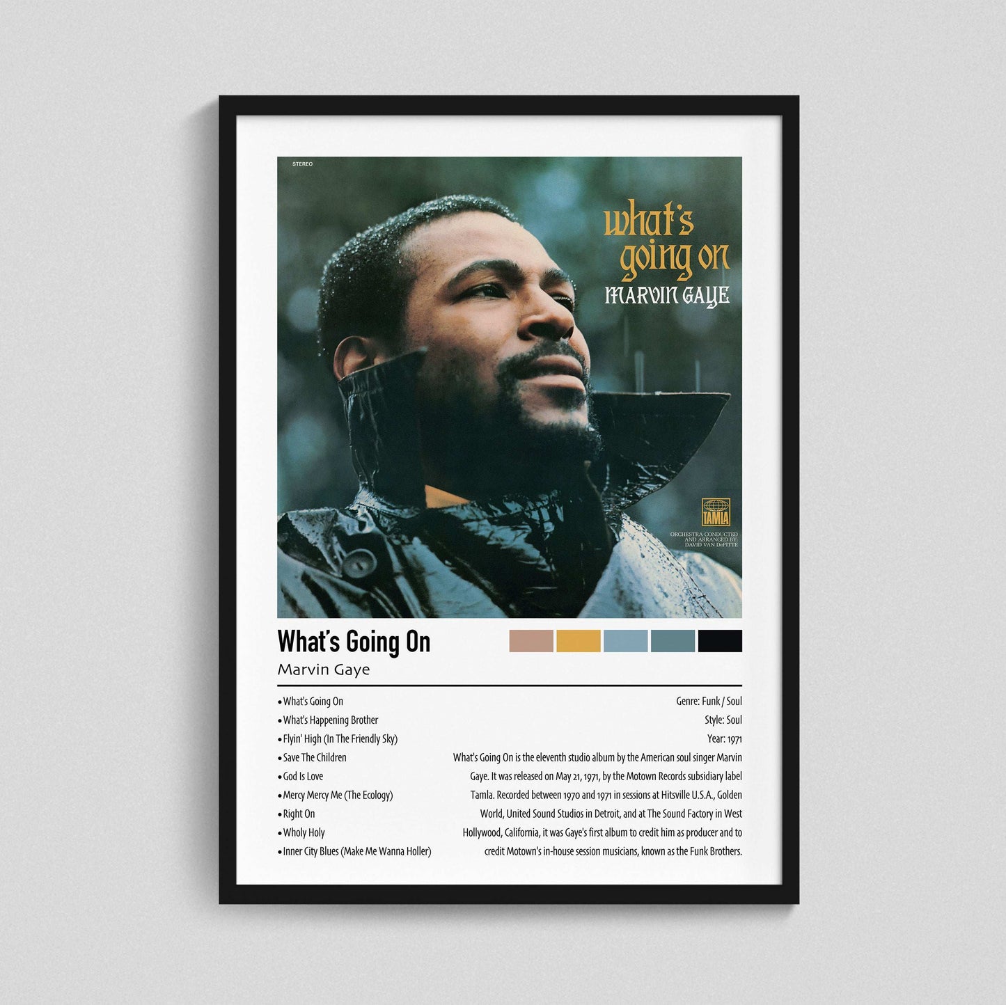 Marvin Gaye | What's Going On | Custom Album Cover Poster Print