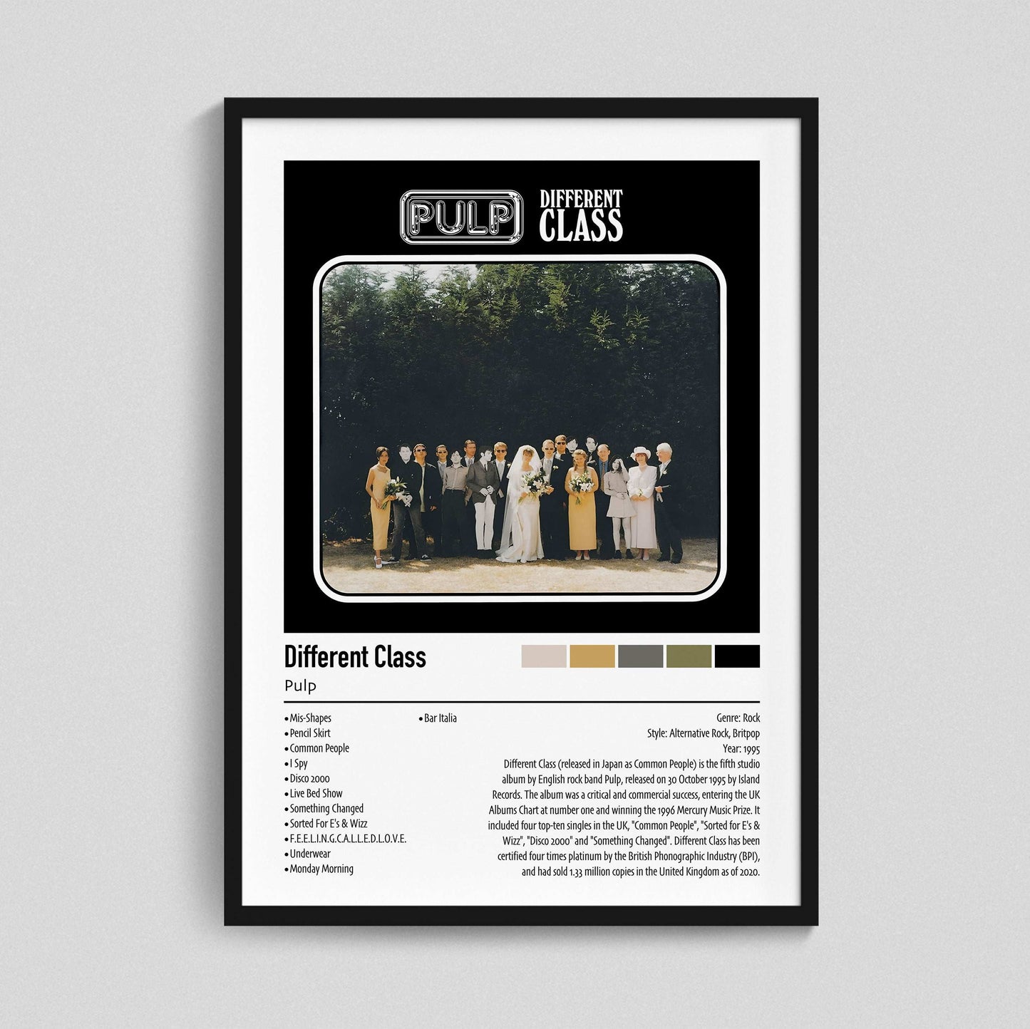 Pulp | Different Class | Custom Album Cover Poster Print