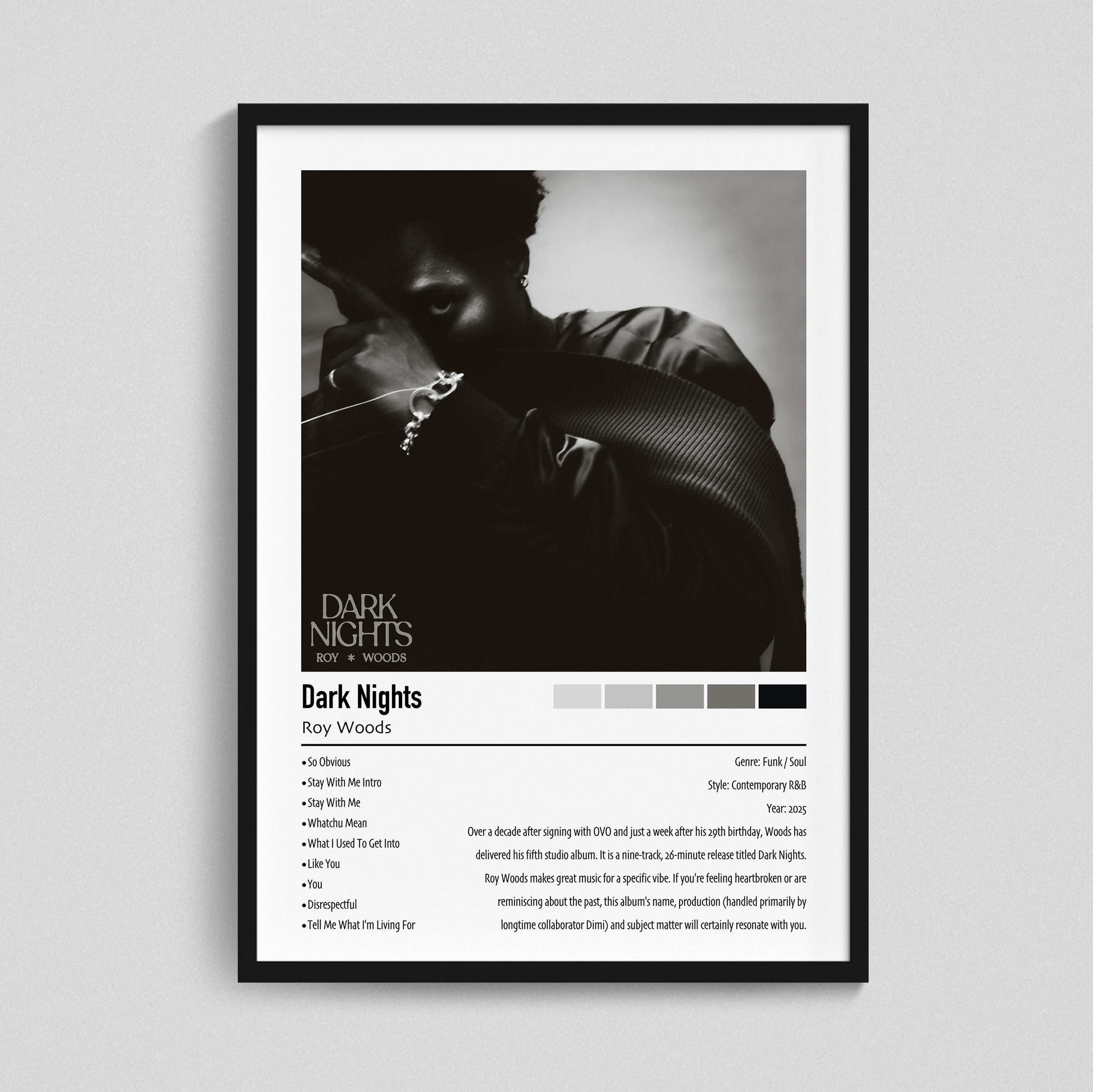 Roy Woods | Dark Nights | Custom Album Cover Poster Print