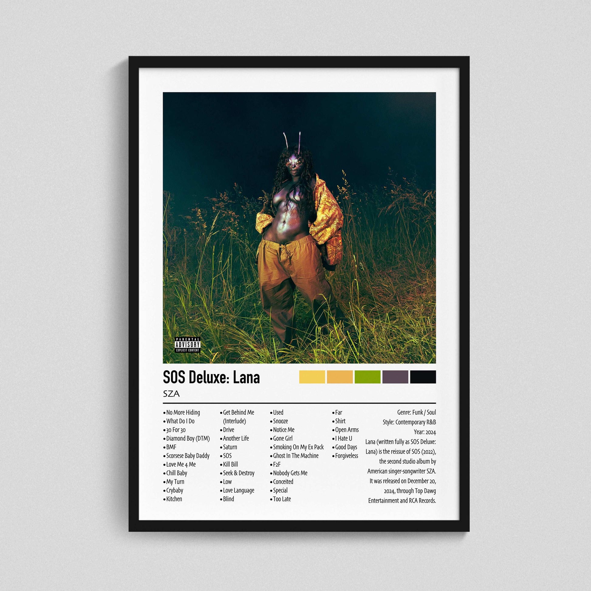 SZA | SOS Deluxe: Lana | Custom Album Cover Poster Print