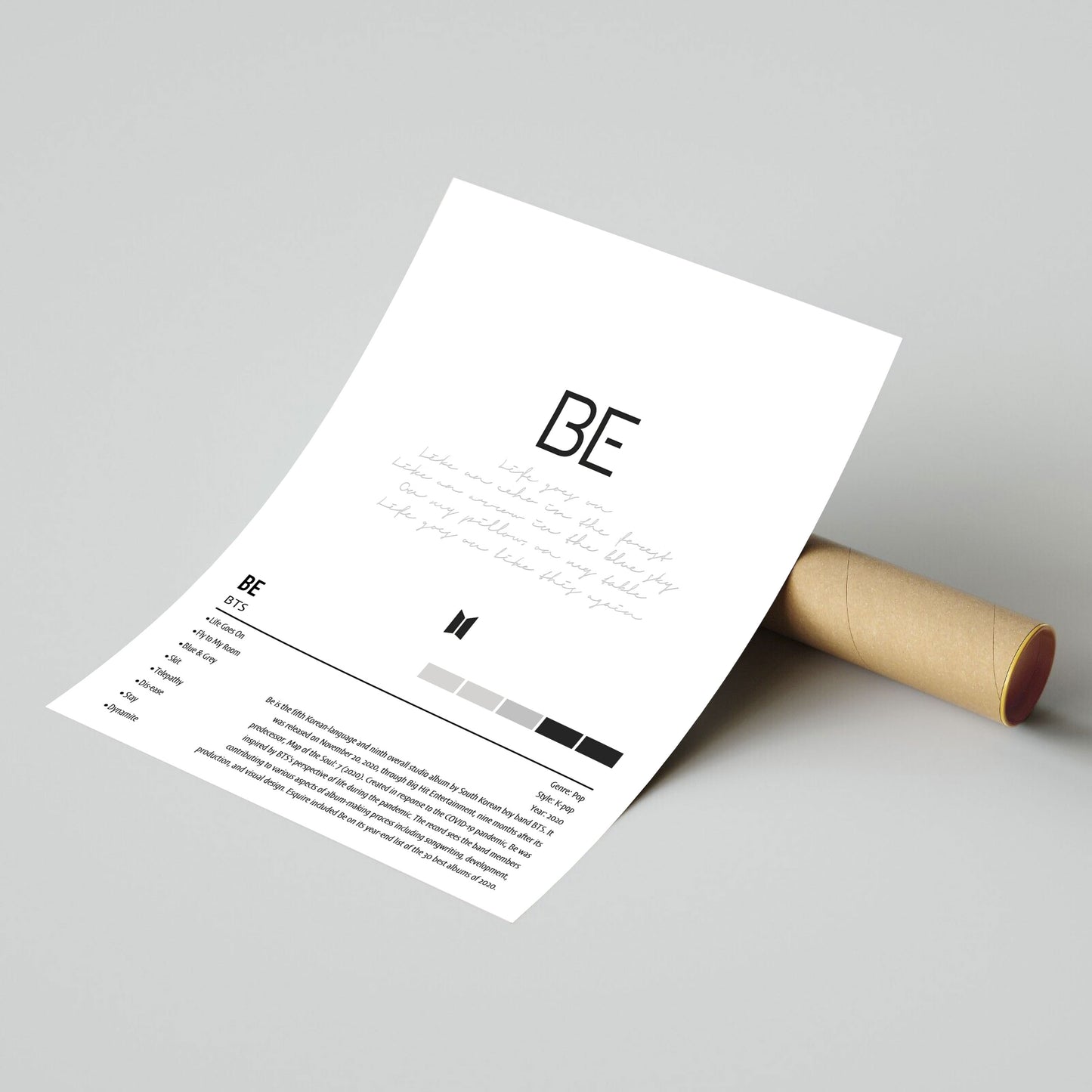 BTS | BE | Custom Album Cover Poster Print