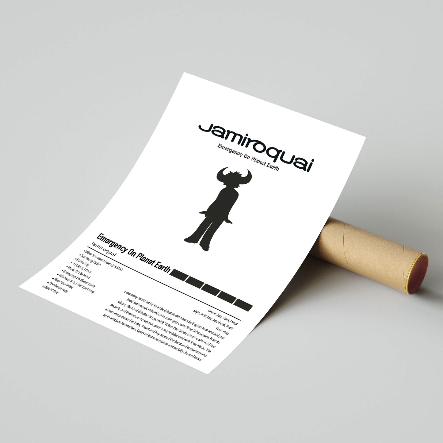 Jamiroquai | Emergency On Planet Earth | Custom Album Cover Poster Print