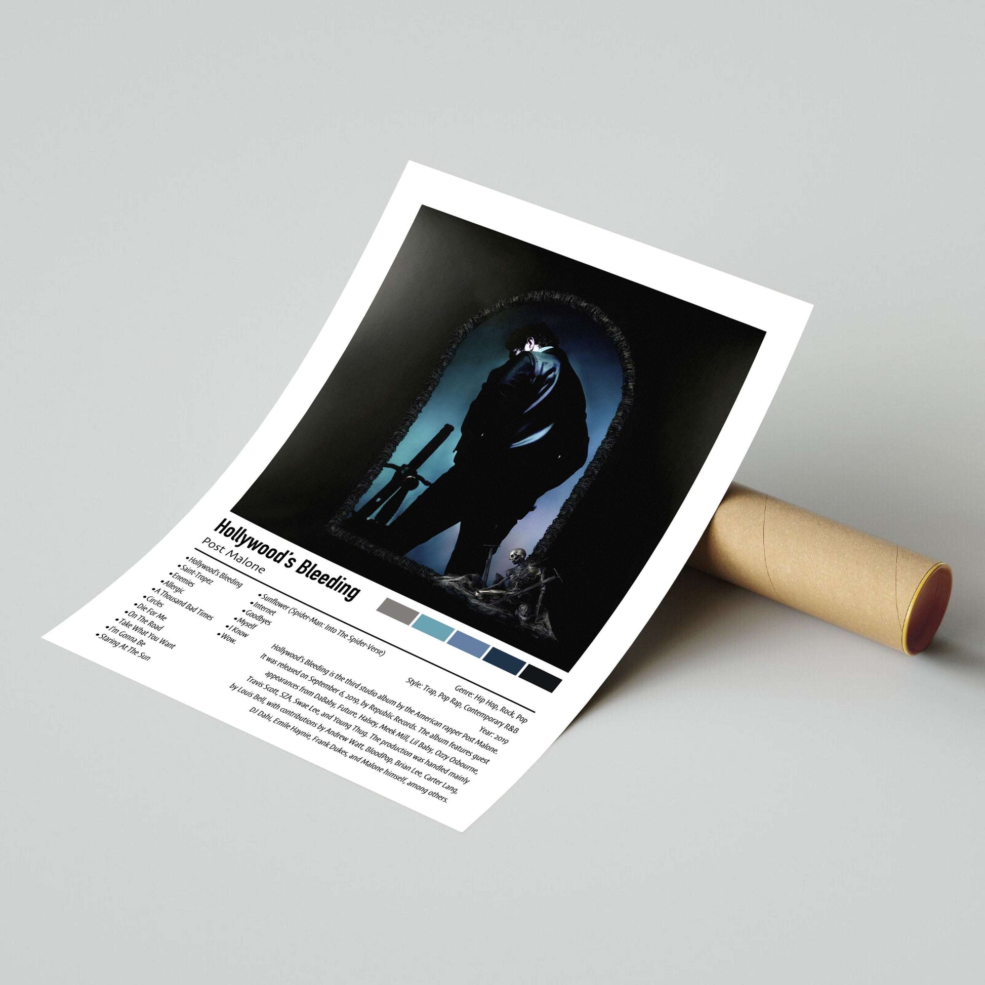 Post Malone | Hollywood's Bleeding | Custom Album Cover Poster Print