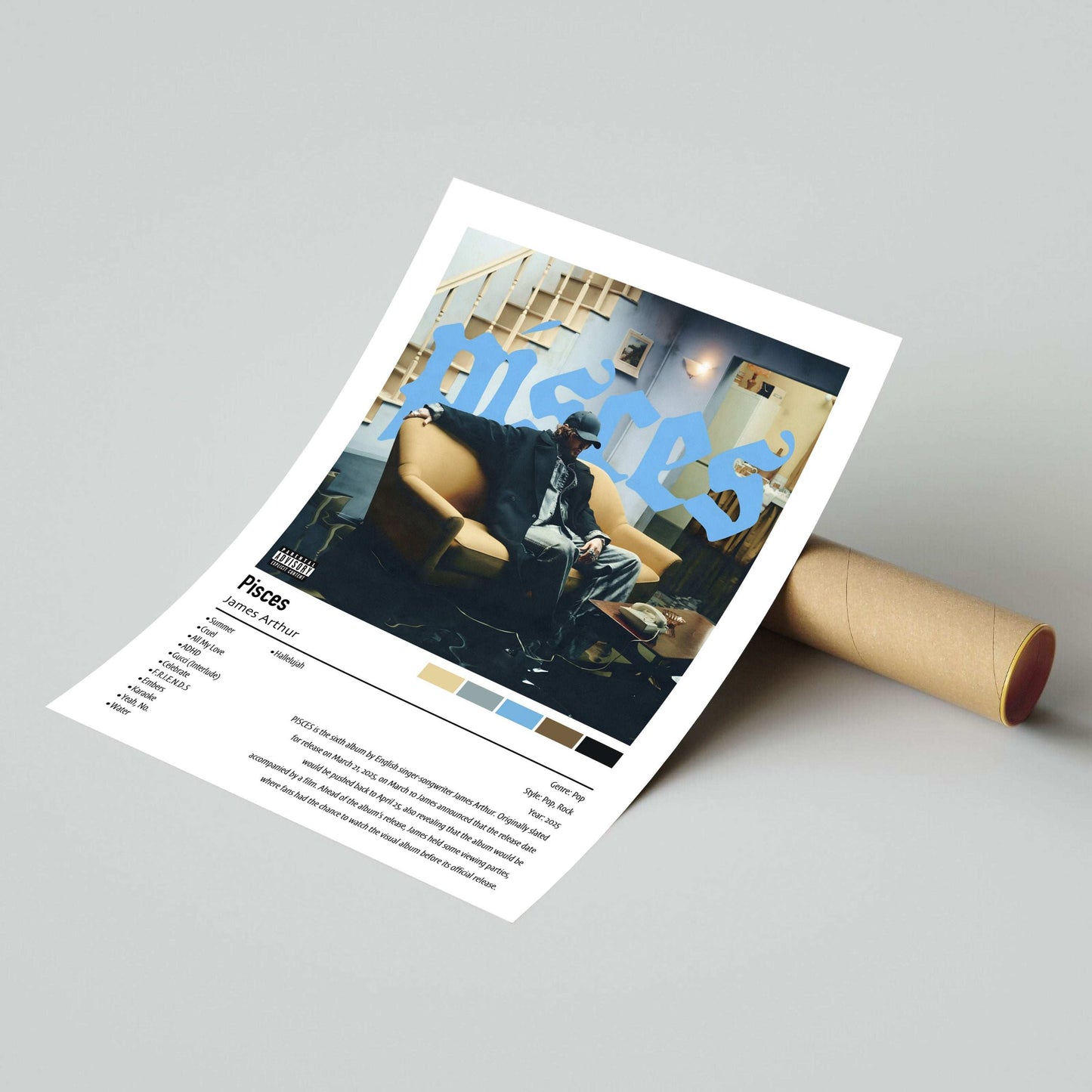 James Arthur | Pisces | Custom Album Cover Poster Print